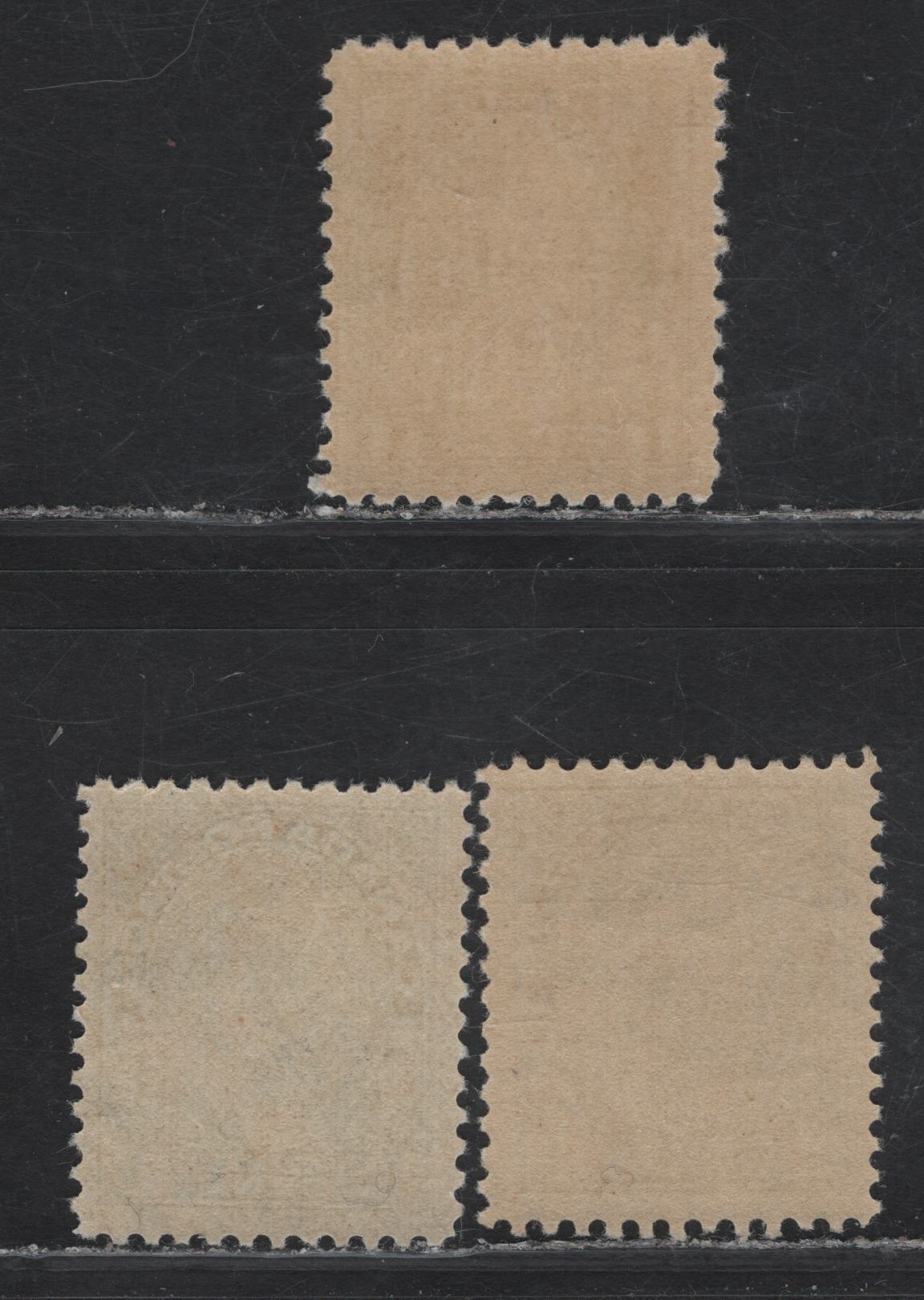 Lot 67 (C) Canada #104ii, 104b, 104 1c Dark Green, Deep Yellowish Green & Bluish Green King George V, 1911-1925 Admiral Issue, 3 FNH Singles, Papers ABN-E & ABN-YYY, Retouched Framelines
