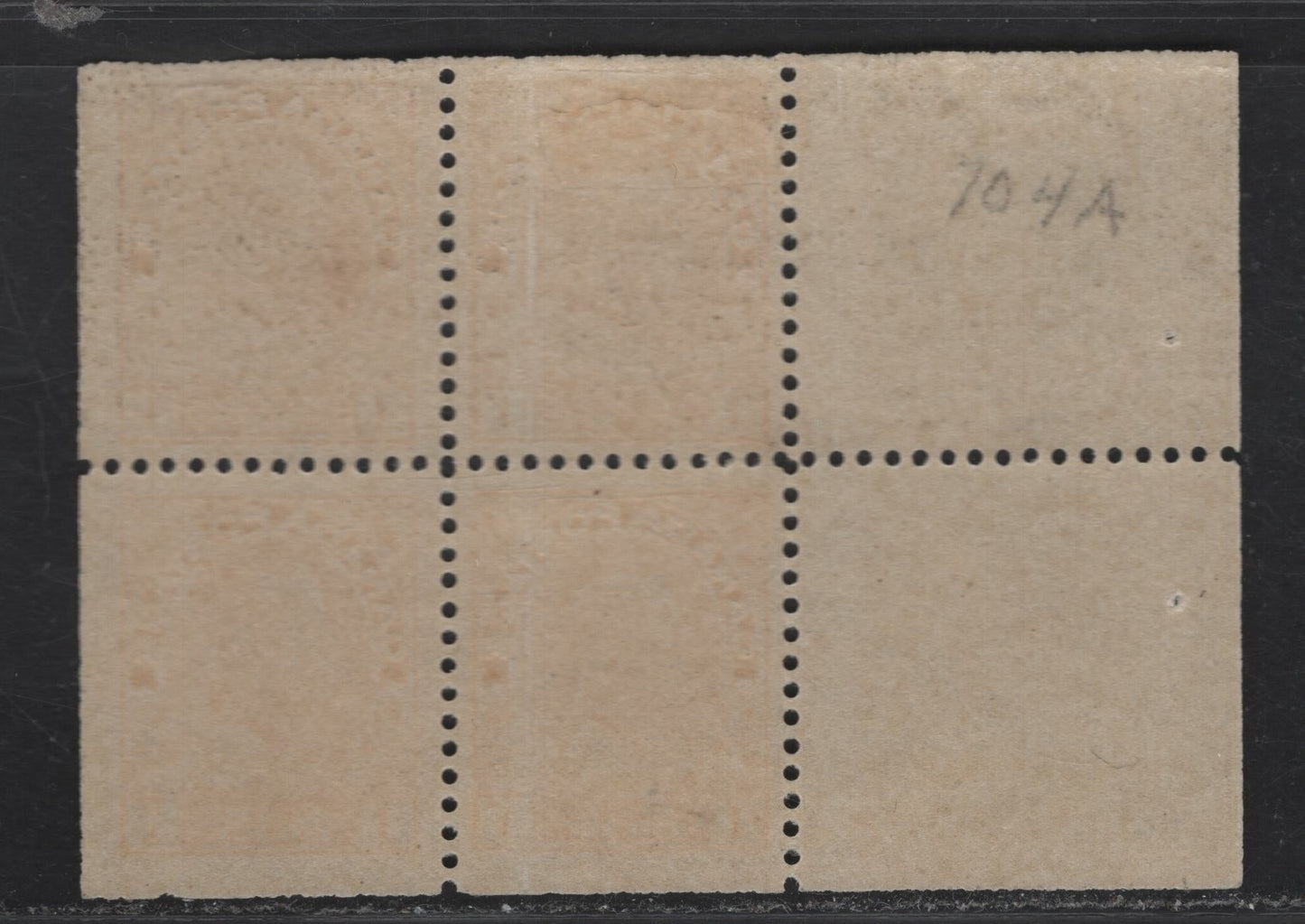 Lot 84 (C) Canada #105a 1c Yellow Orange King George V, 1911-1925 Admiral Issue, A FOG Booklet Pane Of 4 + 2 Labels, Wet Printing, Die 1, Retouched Frameline, Paper ABN-E, Perf 11.9.