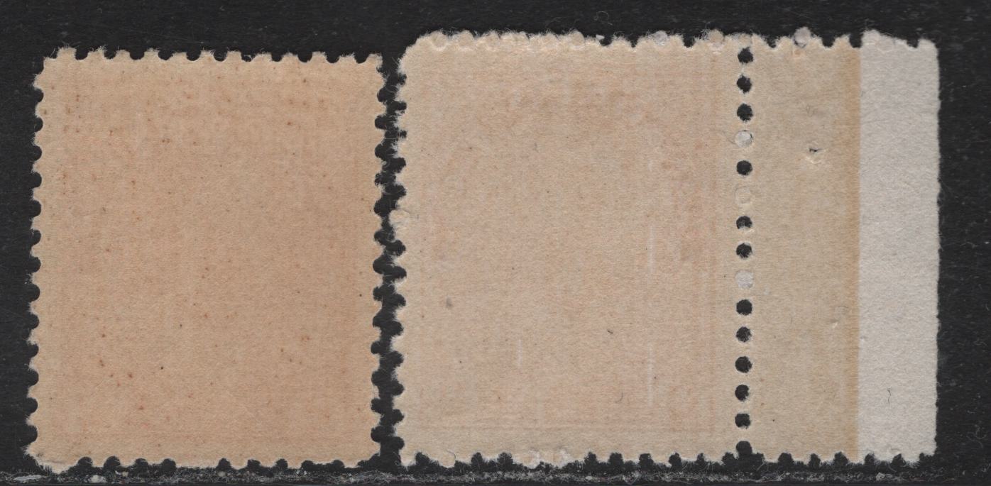 Lot 88 (C) Canada #106ii 2c Rose Red & Deep Bright Rose Red King George V, 1911-1925 Admiral Issue, 2 VFOG Singles, Papers ABN-B & ABN-E, Retouched Frameline, Perfs 11.9 & 12x11.9.