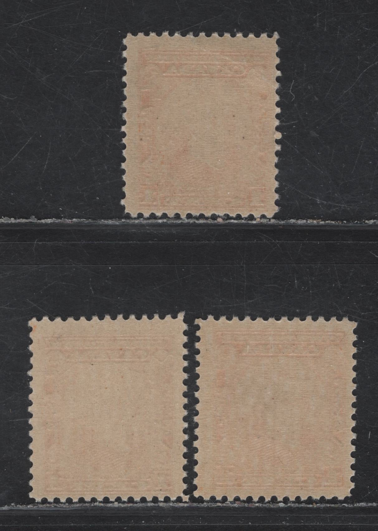 Lot 180 Canada #141 1c Dull Orange - Paler Dull Orange Sir John A Macdonald, 1927 60th Anniv of Confederation Issue, 3 VFOG Singles, Papers ABN-CCC, ABN-XXX & ABN-BBBB (Paler Dull Orange)