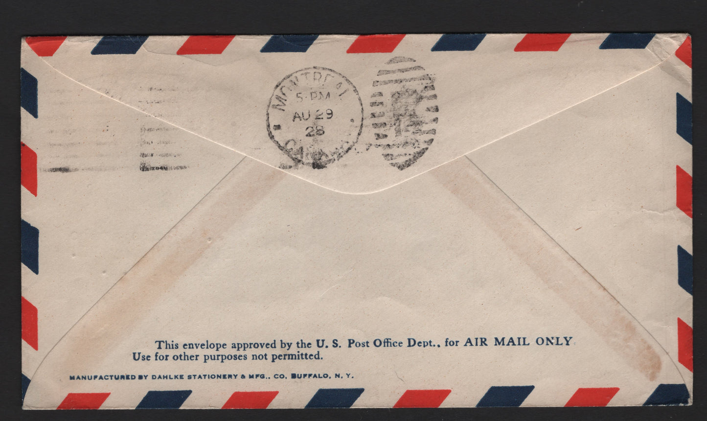 Lot 223 (C) Canada #146 5c Dark Purple Thomas D'Arcy McGee, 1927 Historical Issue, A Very Fine Used Cover, First Flight Cover For The CNE Exhibition Golden Jubilee Flight, AAMC# 2839b Toronto Montreal Leg