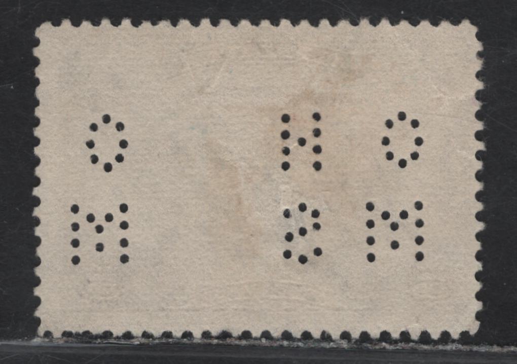 Lot 303 Canada #O9-C1 5c Olive Brown Winged Figured & Globe, 1928 Airmail Issue, A Very Good Used Single, Paper ABN-OOOO, 4-Hole OHMS Perfin From Pos. 1, Small Crease In UL Corner.
