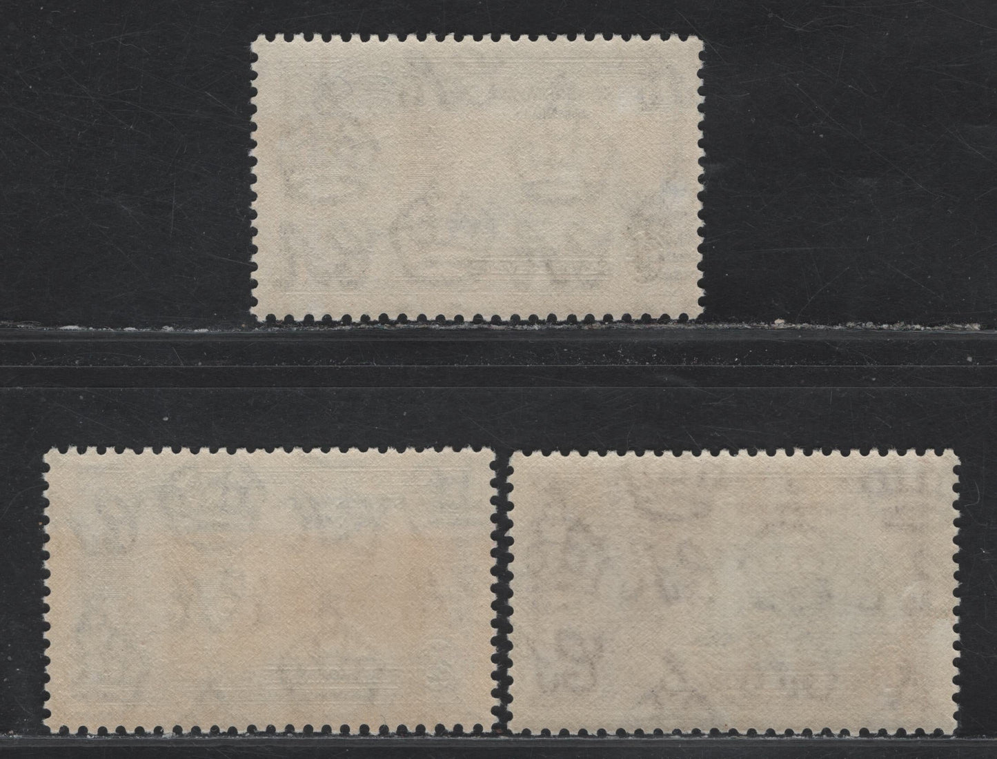 Lot 87 (C) St Christopher & Nevis SG#62-64 1.5d - 1/- Ultramarine & Gray - Slate & Purple KGV & Windsor Castle, 1935 Silver Jubilee Issue, 3 F/VFNH Singles