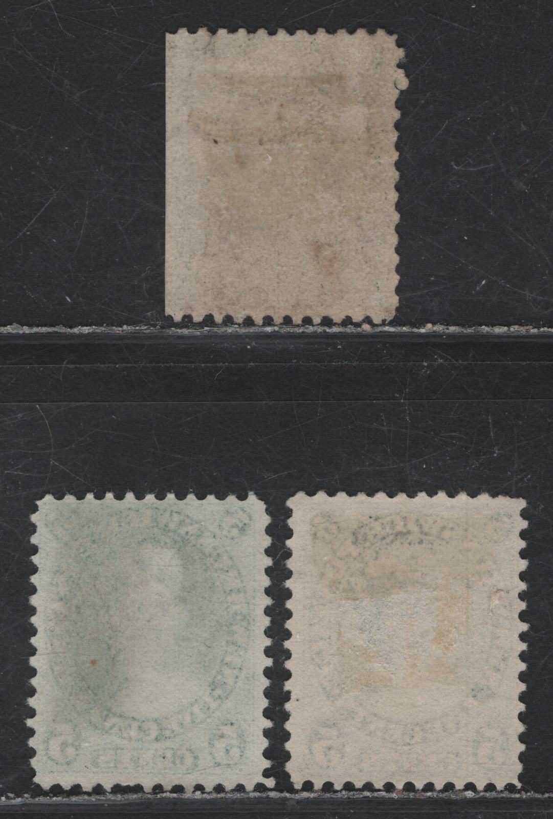 Lot 112 New Brunswick (C) #8, 8a 5c Yellow Green, Blue Green & Deep Blue Green Queen Victoria, 1860 Cents Issue, 3 Very Good/Fine Unused Singles, Papers Cents-O & Cents-A, Perfs 12x11.75
