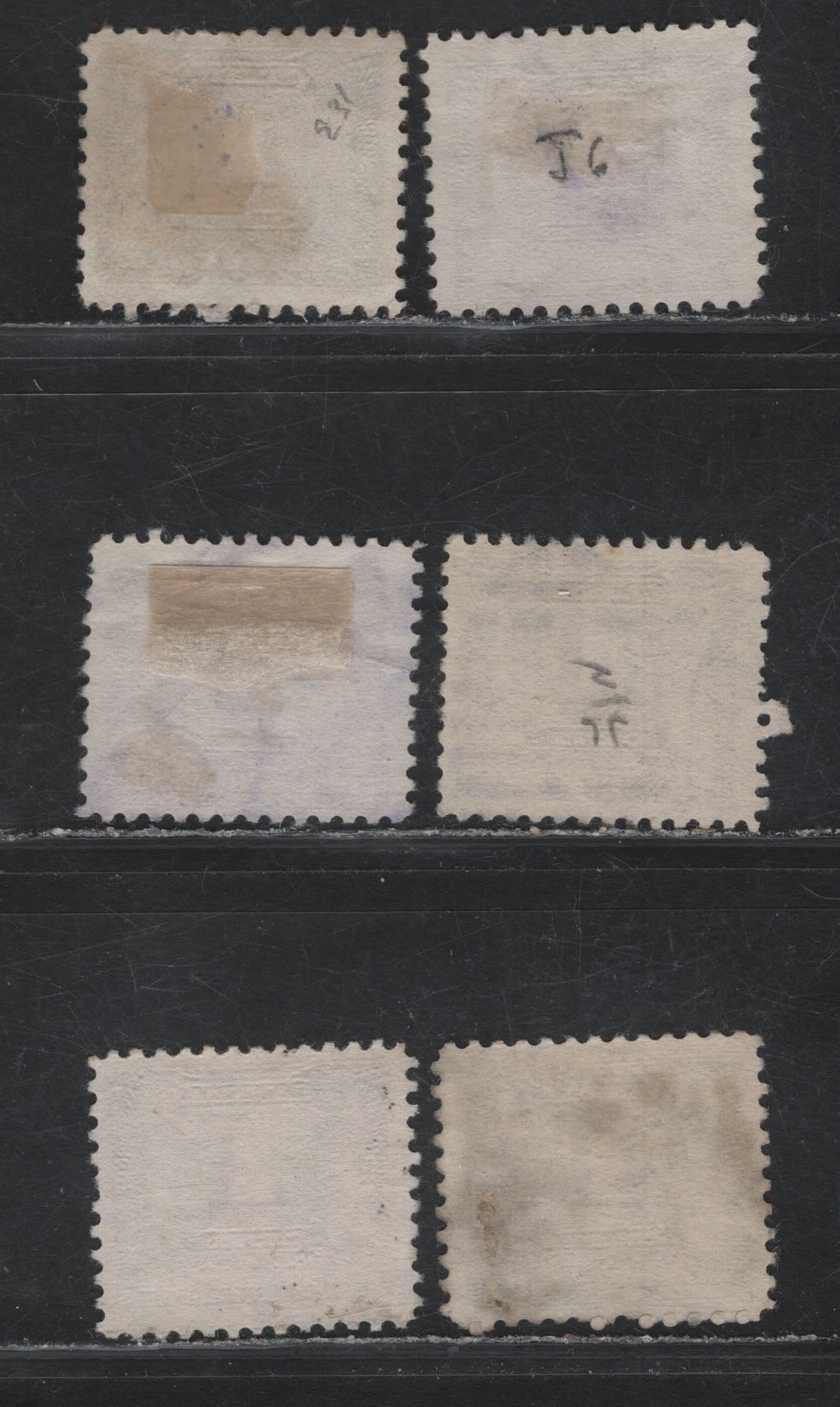 Lot 166 Canada #J6 1c Dark Violet - Dull Violet Numeral, 1930-1932 2nd Postage Due Issue, 6 Fine Used Singles, Various Papers, Perfs & Design Sizes
