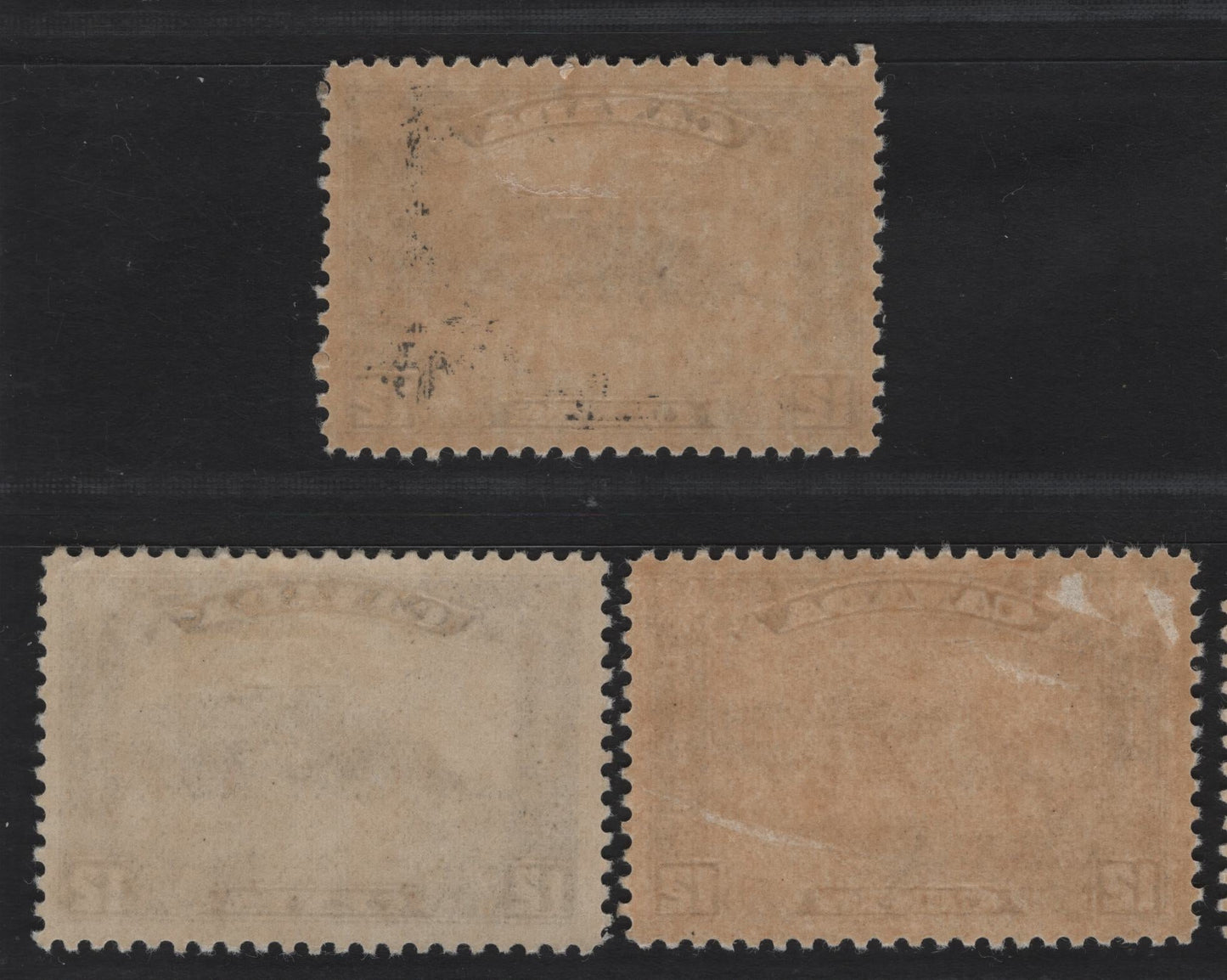Lot 226 Canada #174 12c Gray Black Quebec Citadel, 1930-1931 Arch/Leaf Issue, 3 FOG Singles, Papers BABN-D, BABN-S & BABN-B, Perf 10.8x10.75, 10.9 & 10.9x10.8