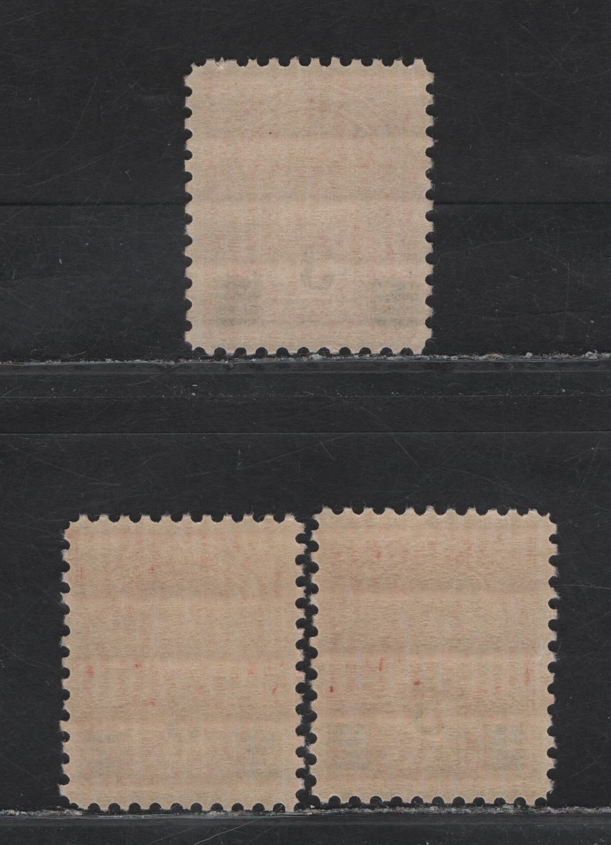 Lot 270 Canada (C) #192 3c on 2c Light Red - Scarlet King George V, 1932 Imperial Economic Conference Issue, 3 VFNH Singles, Papers BABN-M, BABN-B & BABN-O, Die 2