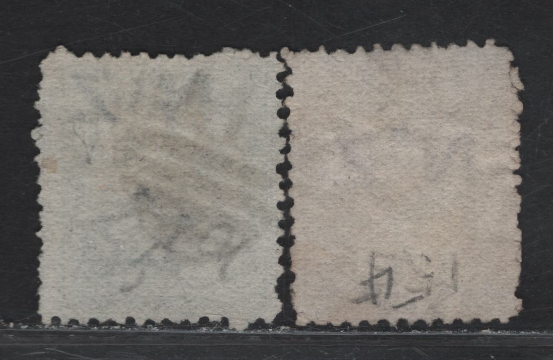 Lot 77 New Zealand (C) SG#155, 157 4d - 1/- Maroon - Green Queen Victoria, 1874-1878 Queen Victoria Sidefaces Issue, 2 Very Good Used Singles, Perf 12.5