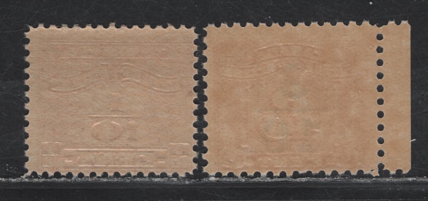Lot 105 Canada (C) Van Dam#FX34, FX105 1/10c - 3/10 on 9/40c Carmine - Red Numeral, 1915-1948 Two Leaf & Three Leaf Excise Tax Issues, 2 FNH Singles