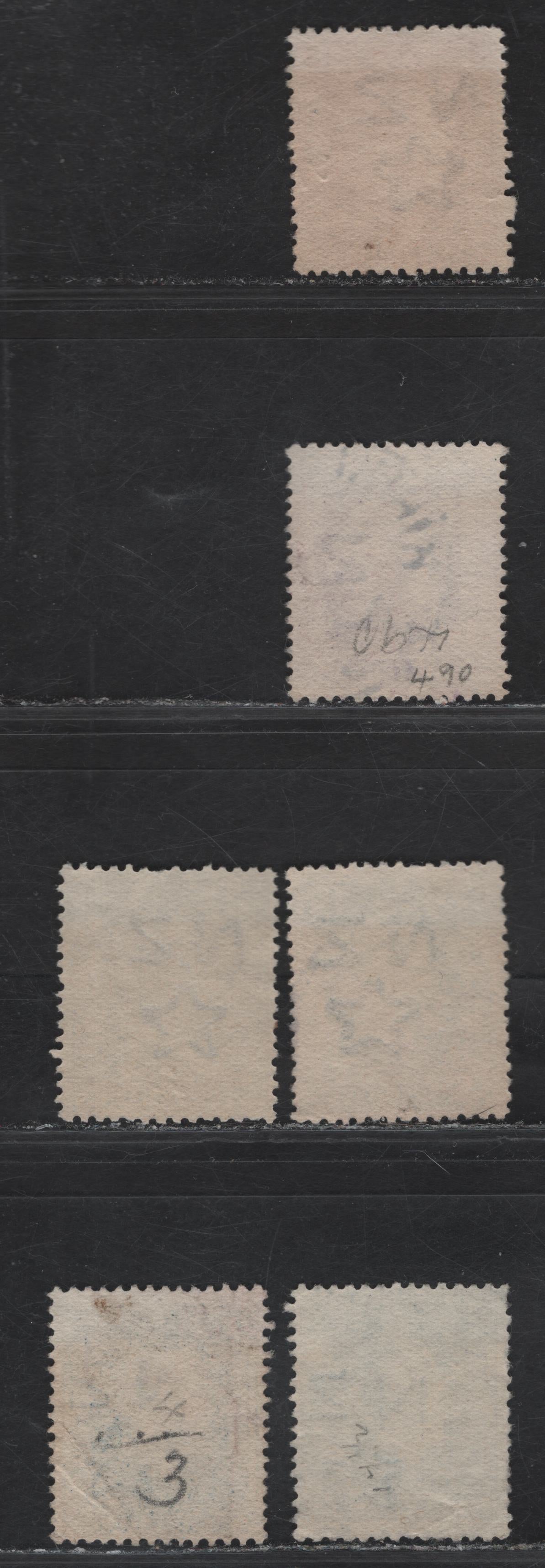 Lot 292 New Zealand (C) SG#420b, 422e, 422h, 424c, 424da, 423a 3d - 5d Chocolate - Pale Ultramarine King George V, 1915-1930 KGV Sideface Issue, 6 Fine Used Singles, Perf 14x14.5, Perkins Bacon