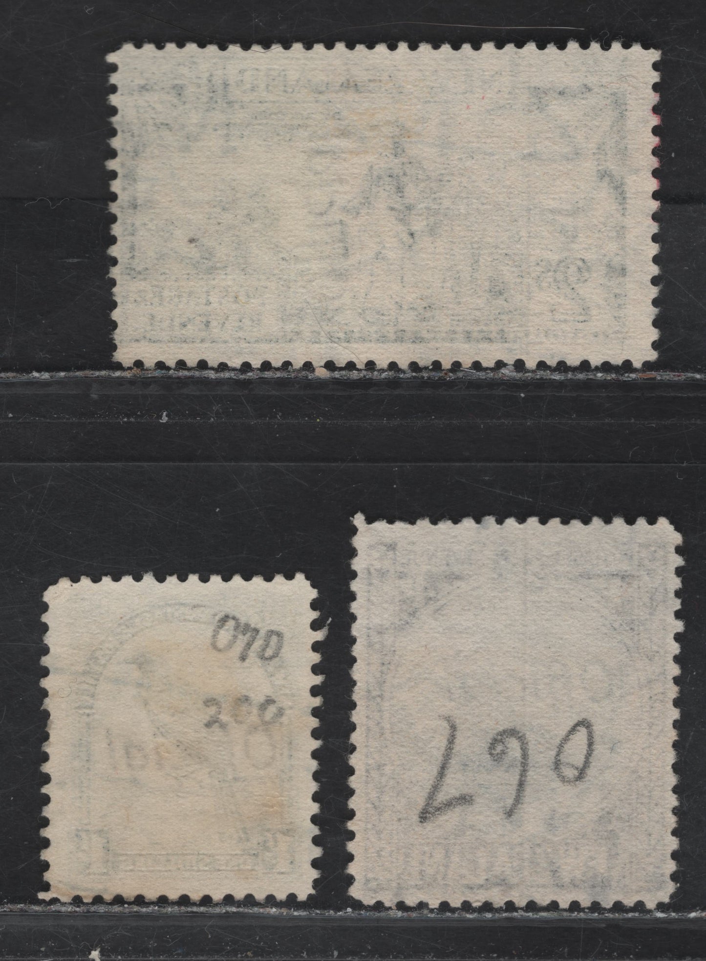 Lot 333 New Zealand (C) SG#O126b, O131b, O132c 4d - 2/- Black & Sepia - Olive Green Mitre Peak - Capt Cook At Poverty Bay, 1936-1961 Official Overprinted Pictorial Issue, 3 Fine Used Singles, Perf 12.5