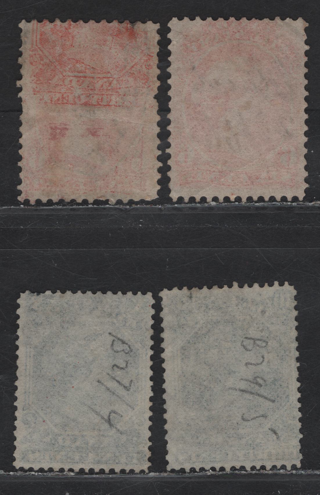 Lot 65 Canada #FB23, FB27, FB29 6c - 30c Red - Blue Queen Victoria, 1865 Second Bill Issue, 3 Fine Used Singles, Perf 12x13.5, Thin Paper