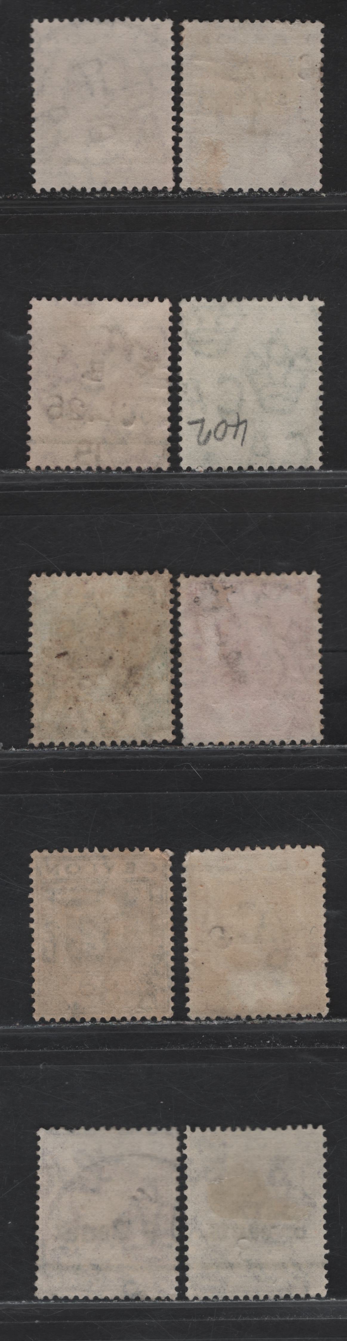 Lot 122 Ceylon (C) SG#330-333, 337, 336, 361-362 2c - 5c on 6c Brown Orange - Bright Scarlet King George V, 1918-1926 War Stamps Overprints & Surcharges Issues, 10 Fine/Very Fine Used Singles