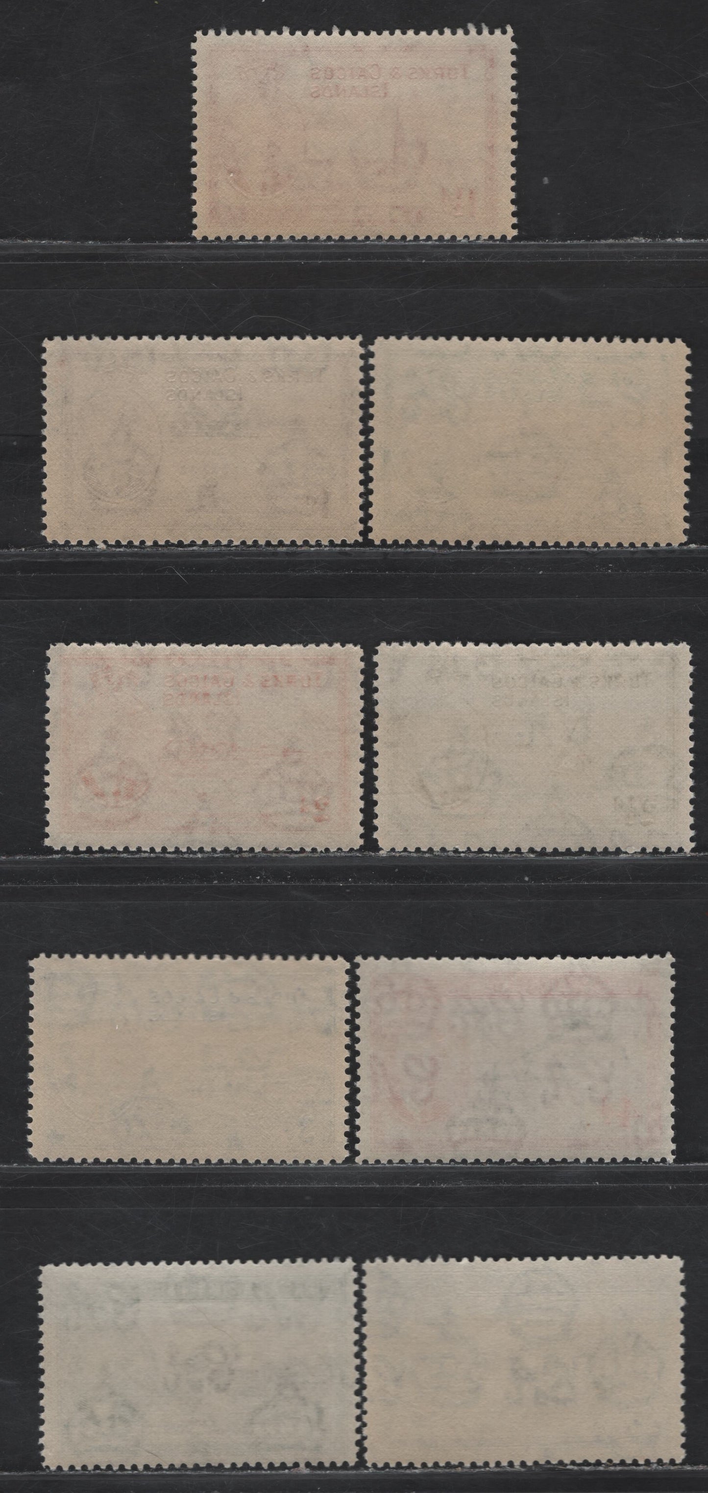 Lot 147 Turks & Caicos Islands (C) SG#221-229 1/2d - 1/- Green - Black & Dull Blue Green King George VI, 1938-1950 KGVI Definitive Issue, 9 F/VFNH Singles