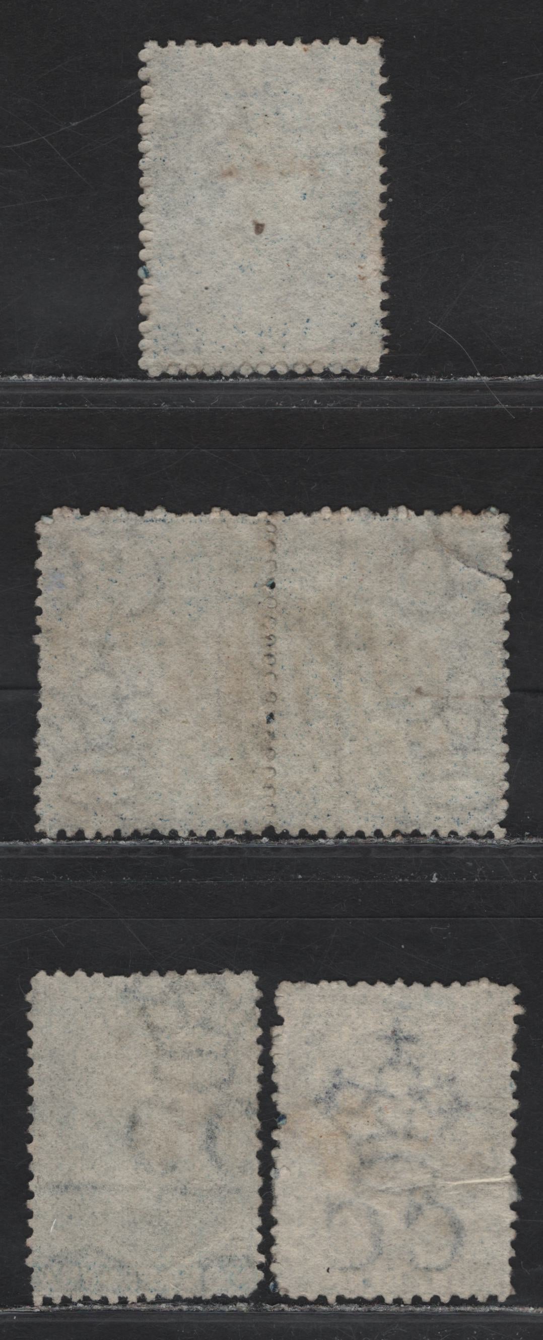 Lot 189 Ceylon (C) SG#39, 49, 63b 1d Dull Blue - Deep Blue Queen Victoria, 1862-1870 Courbould Heads Issue, 4 Fine/Very Fine Used Singles & Pair, De La Rue Printing, Perf 12 & 12.5, No Watermark, Crown CC Wmk.