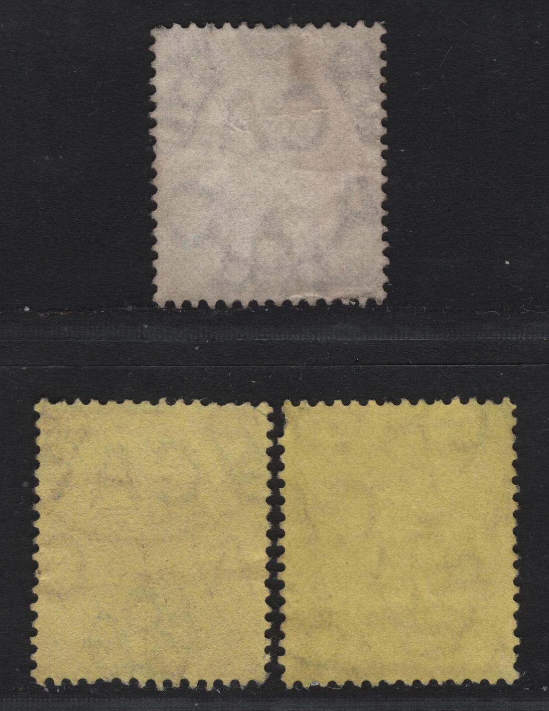 Lot 41 Jamaica (C) SG#47a, 50, 53 3d - 1/- Pale Purple - Brown Queen Victoria, 1905-1911 Queen Victoria Keyplates Issue, 3 Fine/Very Fine Used Singles, Multiple Crown CA Wmk