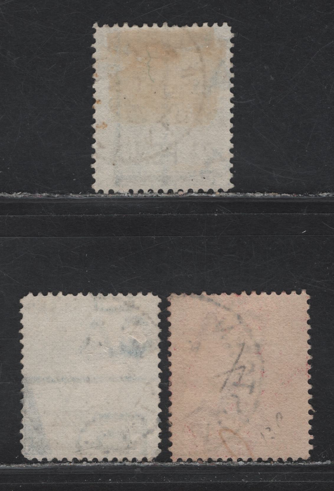 Lot 90 St Vincent (C) SG#48c, 55, 55a 1d - 2.5d on 1d Carmine Red - Blue Queen Victoria, 1889-1893 Queen Victoria Engraved Issue, 3 Fine/Very Fine Used Singles, Crown CA Wmk