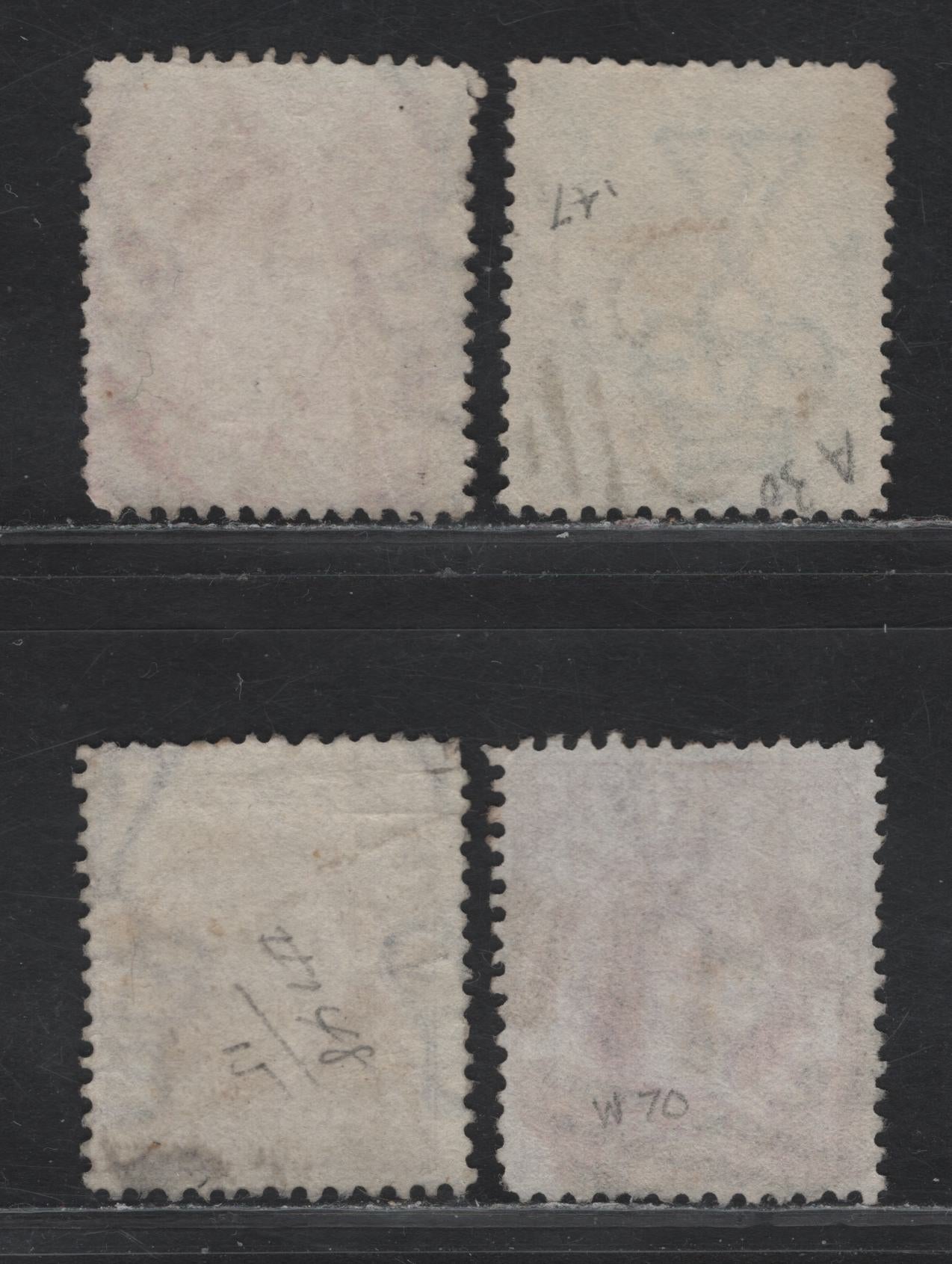 Lot 129 Australia - Victoria (C) SG#296-298a 1d - 2d Green - Lilac/Mauve Queen Victoria, 1885-1895 Queen Victoria Issue, 4 Fair/Fine/Very Fine Used Singles, Barred Numeral Cancels #371, 377, 62 & 78