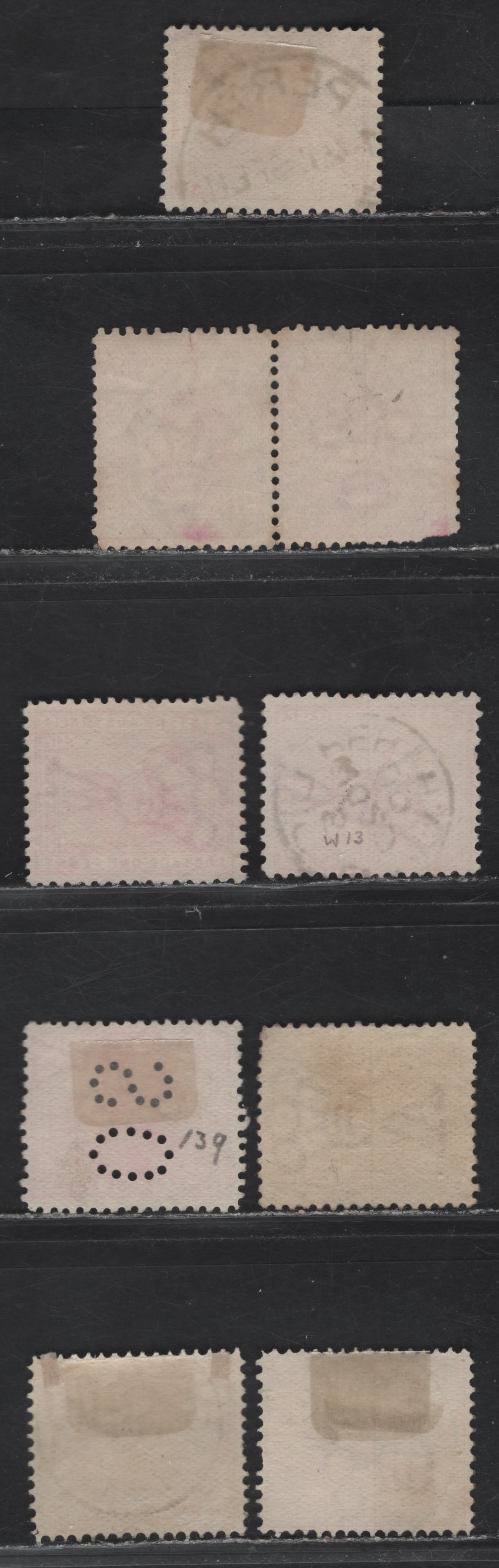 Lot 146 Western Australia (C) SG#122-123, 139-140 1d - 10d Red - Carmine Red Swans, 1902-1912 Swans Issues, 8 Fine/Very Fine Used Singles & Pair, CDS Town Cancels