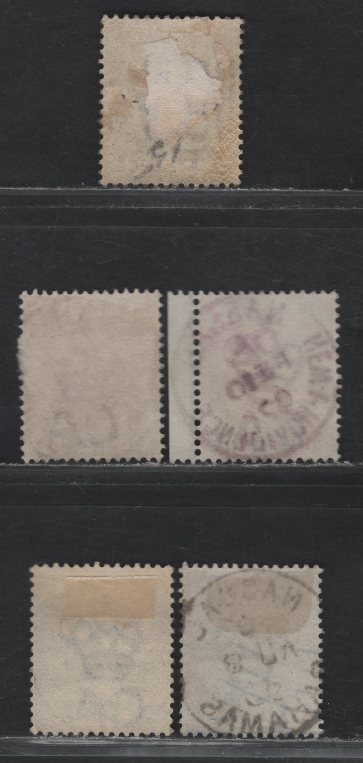 Lot 147 Bahamas (C) SG# 1d - 4d Carmine Rose - Deep Yellow Queen Victoria, 1884-1890 Queen Victoria Keyplate Issue, 5 Fine/Very Fine Used Singles, Son Numeral & CDS Bahamas & Nassad New Province Cancels