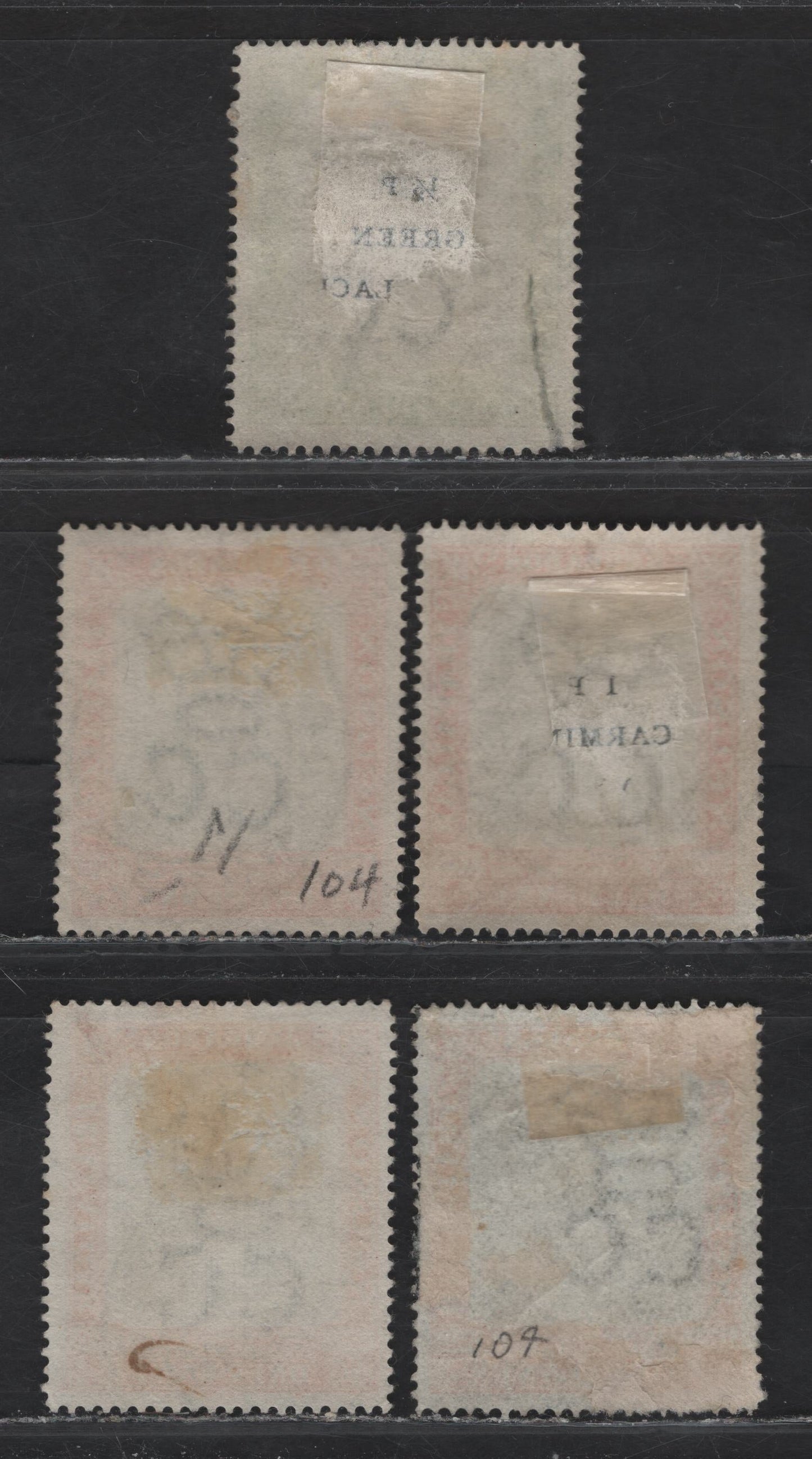 Lot 152 Barbados (C) SG# 1/2d - 1d Green & Black - Red & Black Nelson Centenary, 1906 Nelson Centenary Issue, 5 Fine/Very Fine Used Singles, SON Barbados GPO CDS Cancels, Crown CC Wmk, Thin Bluish White Paper.
