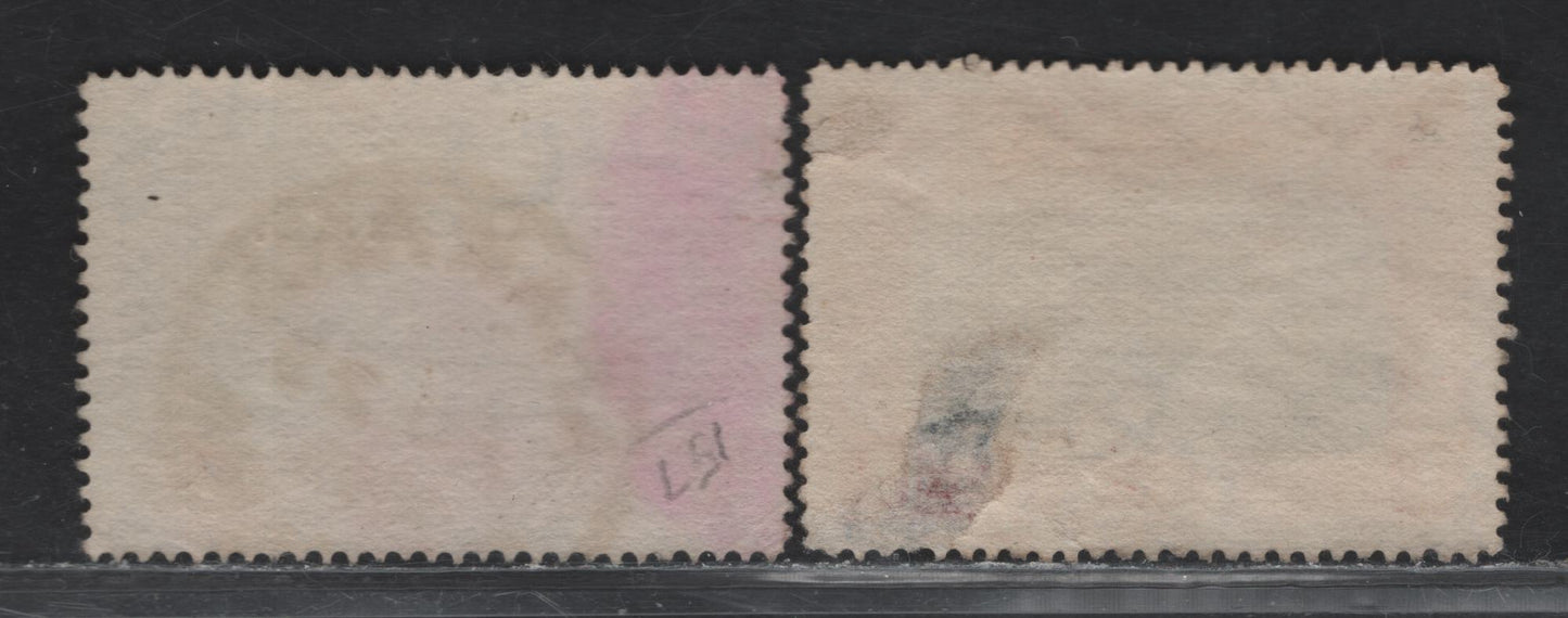 Lot 160 British Guiana (C) SG#216, 222, 1898-1899 Diamond Jubilee & Surcharged Issues, 2 Very Good/Fine Used Singles, Rare Arakaka & New Amseterdam CDS Cancels