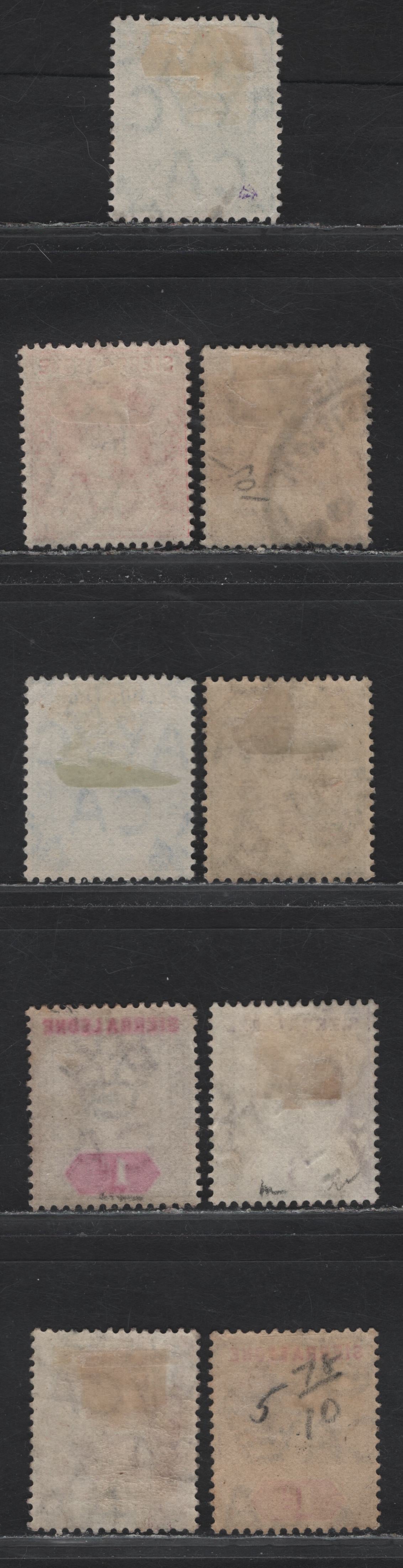 Lot 20 Sierra Leone (C) SG#74, 87, 90, 94, 99, 100a, 101-103 1d - 2.5d Dull Purple & Rosine - Blue King Edward VII, 1904-1913 King Edward VII Imperium Keyplates Issue, 9 Very Good/Fine/Very Fine Used Singles, Crown CA & Multiple Crown CA Wmk
