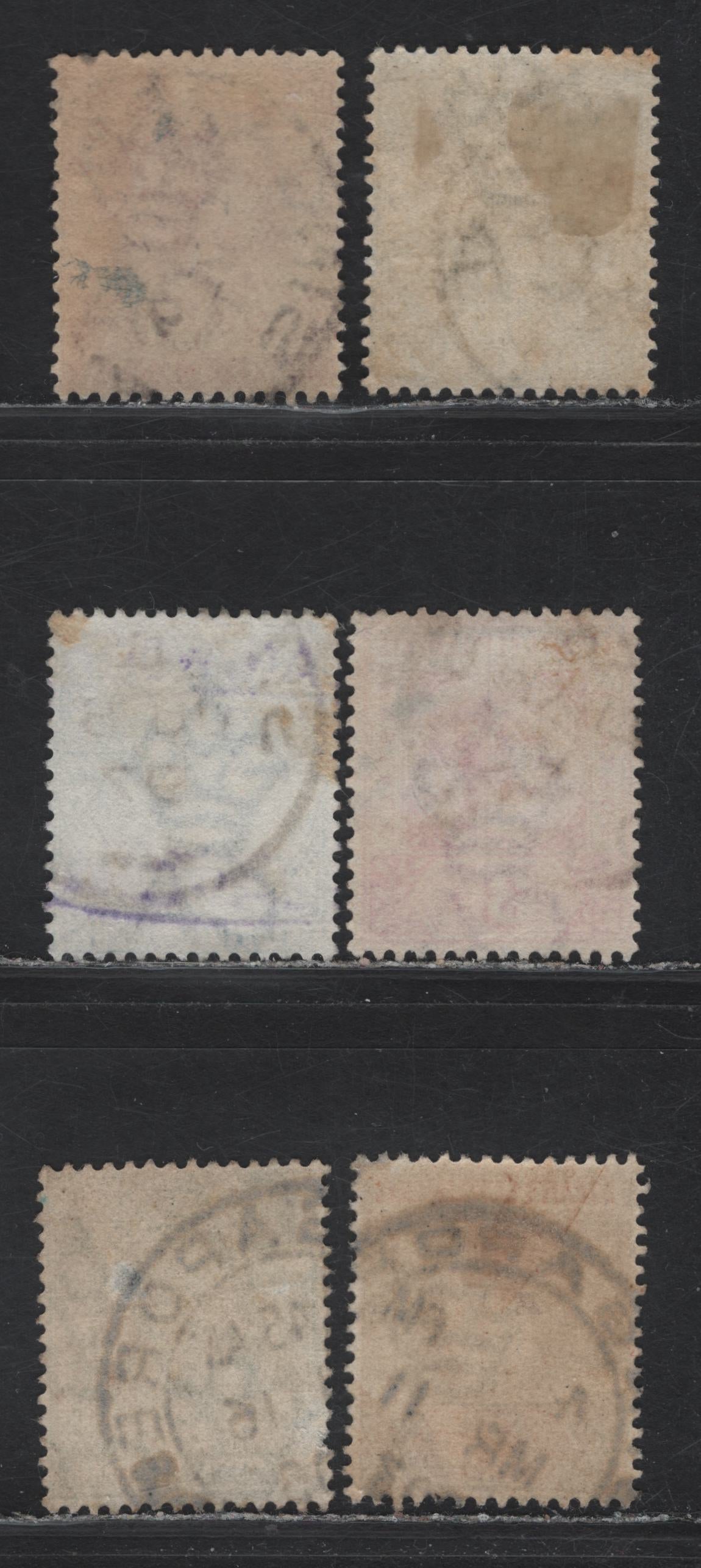 Lot 212 Malaya - Straits Settlement (C) Singapore Cancels On, 1883-91,1892-99 Queen Victoria Crown Ca Keyplates, 1902-1903, 1904-1910 King Edward VII Keyplates Issues, 6 F&VF Used SIngles Includes SG# 63a,96,101,101a,111,127
