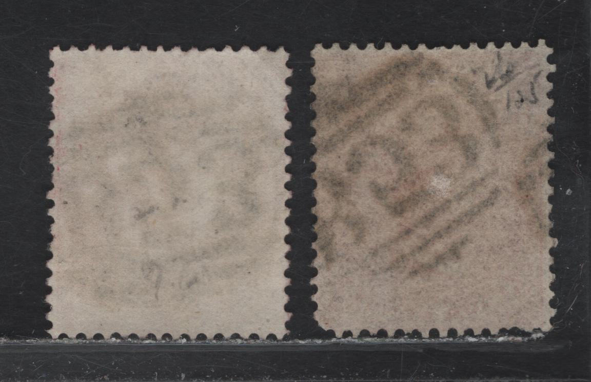 Lot 235 Mauritius (C) SG#48 4d Rose, 1860-1863 Queen Victoria Keyplate Issue, 2 G&F Used Singles Two Slightly Different Shades, Both With Full B53 Barred Numeral Cancels