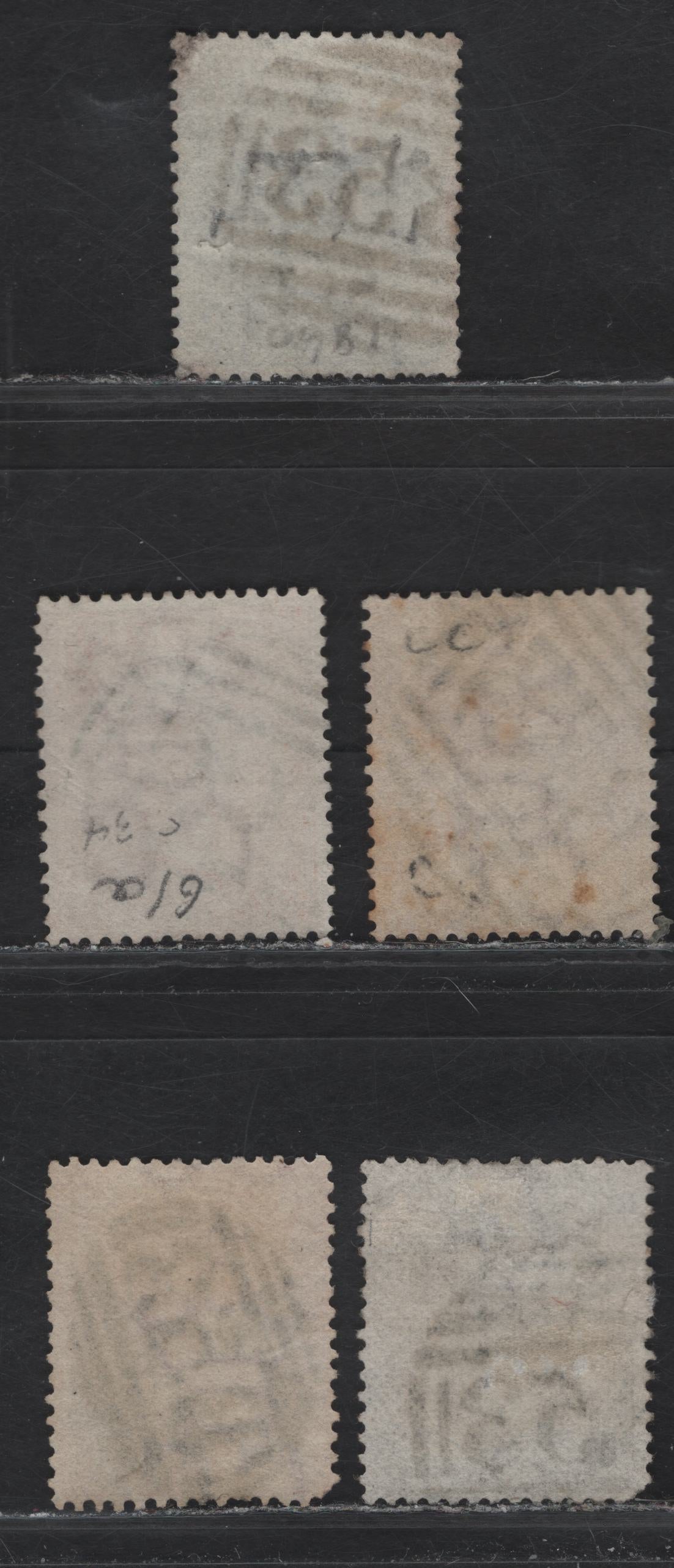 Lot 238 Mauritius (C) SG#57,60,61a,62, 1863-1872 Queen Victoria Issue, Crown CC Keyplates Issue, 5 F&VF Used Singles All With Clear Strikes Of B53, Port Louis Barred Numeral Cancels W/ Large & Small Font Sizes
