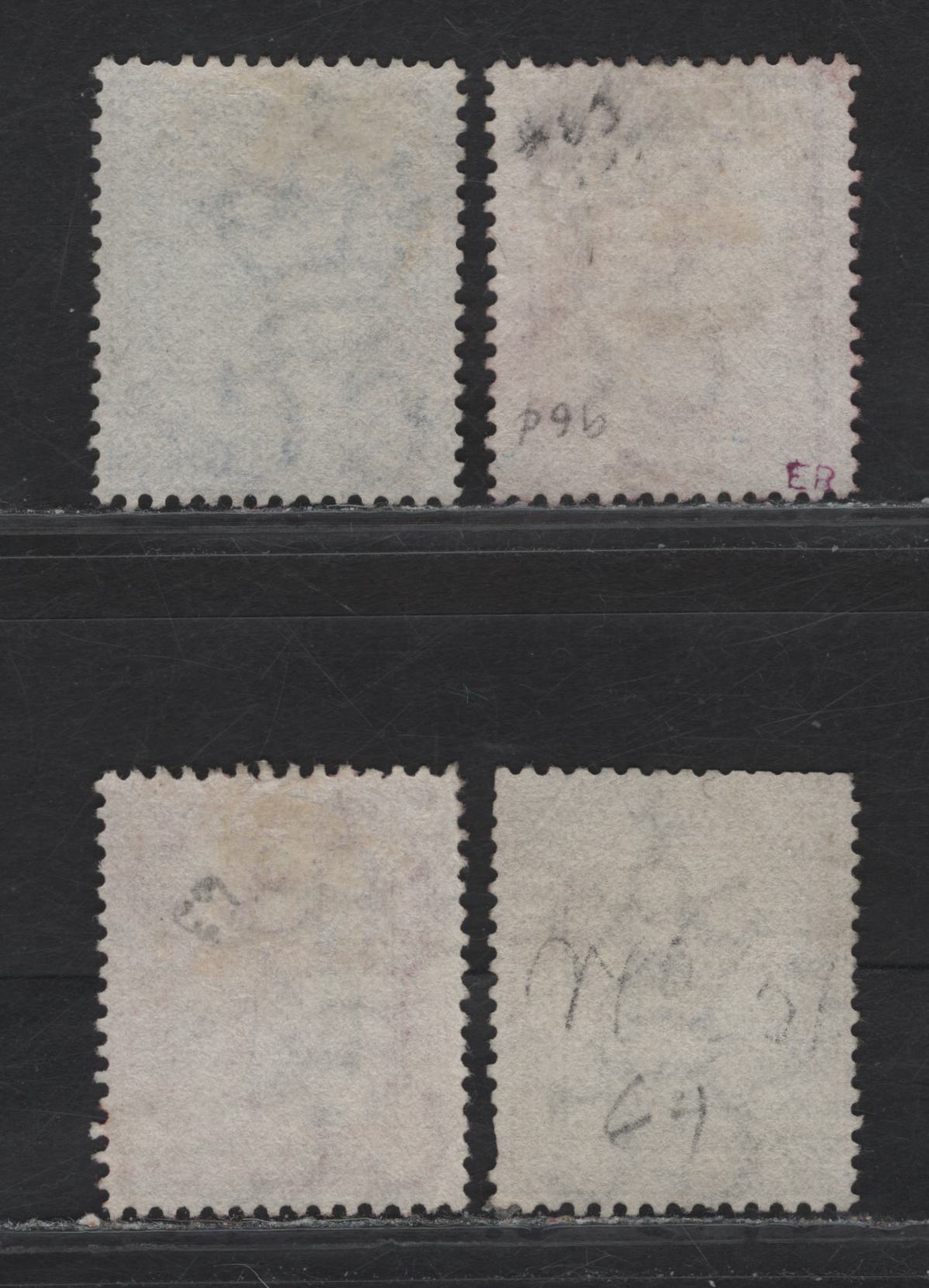 Lot 244 Mauritius (C) SG#94, 96-97 8c - 25c Blue -Olive Yellow Queen Victoria, 1879-1880 Queen Victoria Keyplate Issue, 4 Very Good/Fine Used Singles, Clear B53 Port Louis Barred Numeral Cancels, Two Slightly Different Font Sizes On 17c