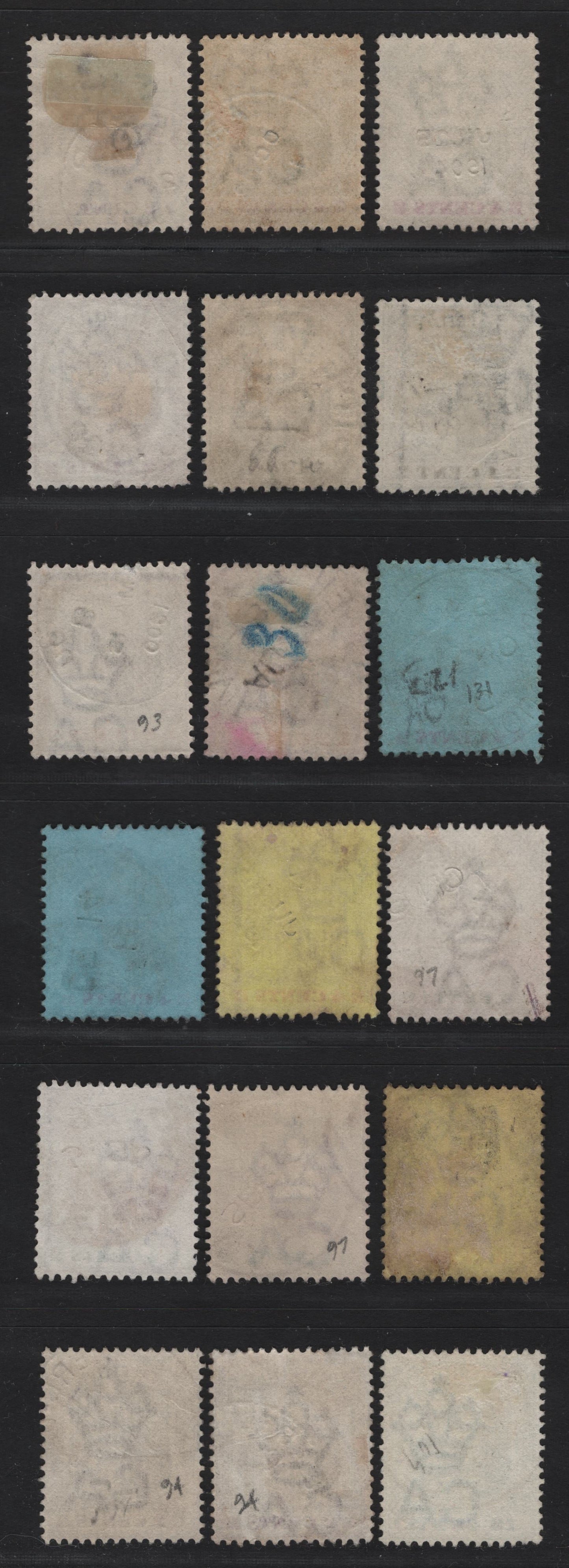 Lot 251 Mauritius (C) 1895-1905 Arms Issues, 18 Fine/Very Fine Used Singles, Small Town Cancels, Include Pillar Box, Pamplemouses, Camp de Masque, Curpipe, Rose Belle, Riviere des Angeillis, Vacoa, Mahebourg & Belair