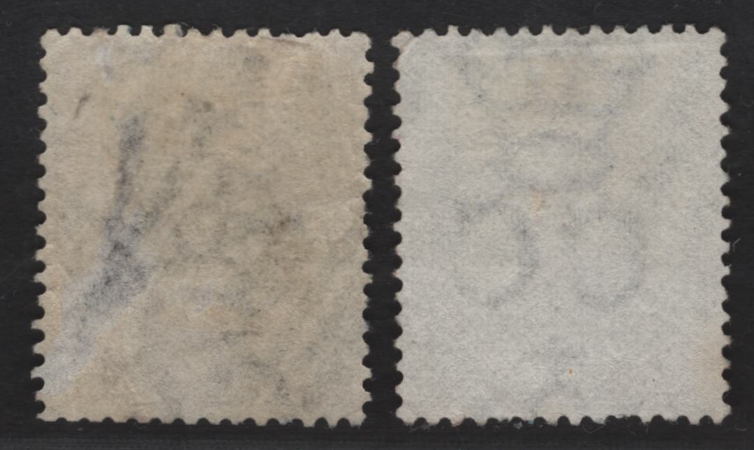 Lot 257 Natal (C) SG#63, 69 4d - 1/- Brown Queen Victoria, 1873-1899 Keyplate Issues, 2 Good/Very Good Used Singles, Bold Strikes of #2 Durban Barred Numeral Cancel, Crown CC Wmk