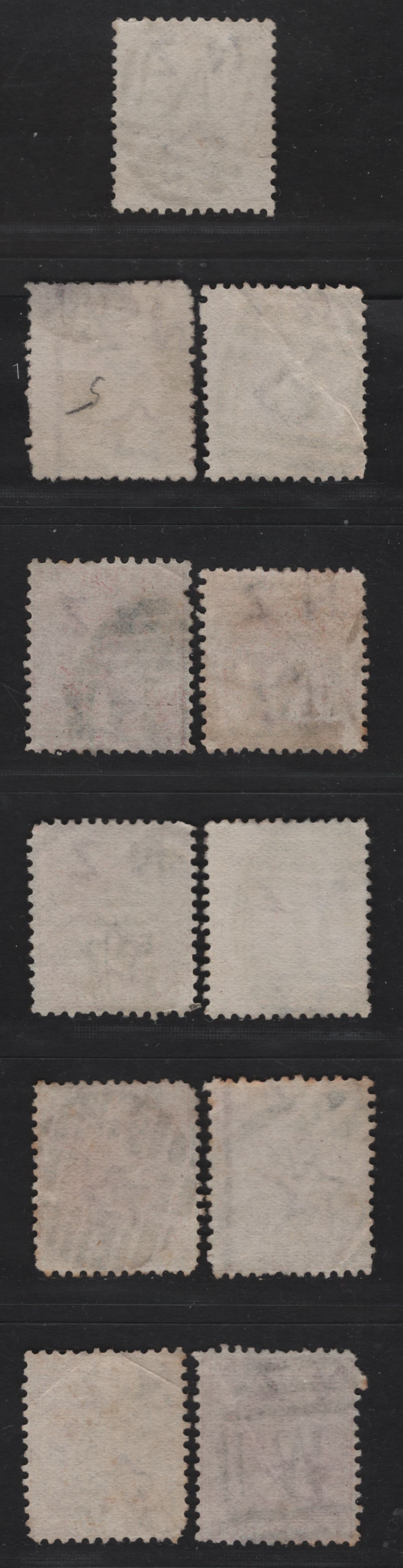 Lot 267 New Zealand (C) 1878 First Sideface Issue, 10 Very Good/Fine Used Singles, Barred Letter Cancellations Including OU, NP, W, D, T, C, W24, A & A33 , Comb Perf 12x11.5, Few Have Creases.