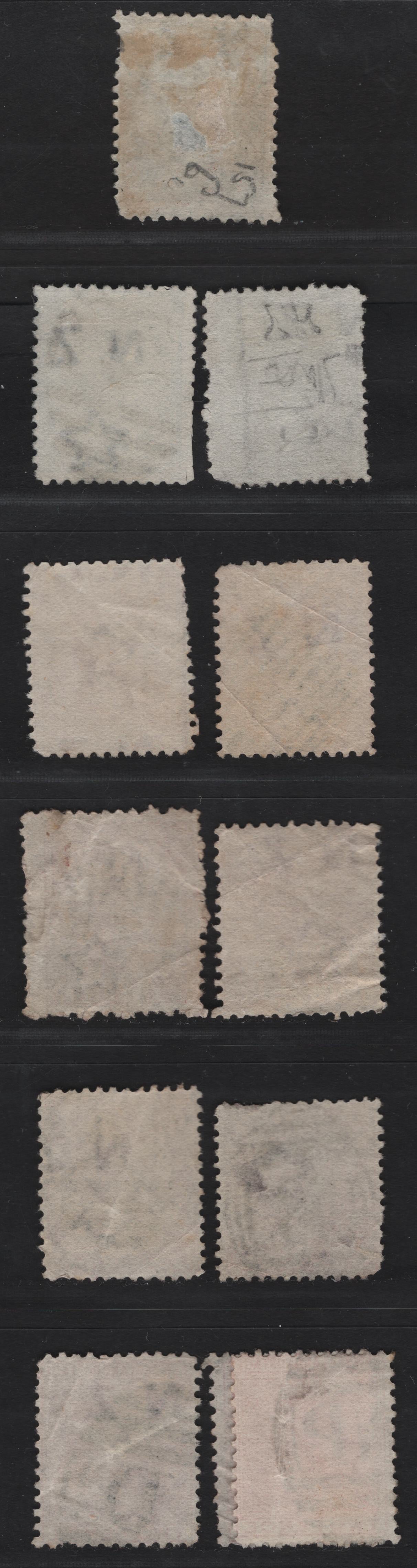 Lot 268 New Zealand (C) 1874-1882 First Sideface Issue, 11 Ungraded Used Singles, CDS & Barred Letter/Numeral Cancels Including A, 14, 12, C, D, B & NP, Small to Moderate Faults, Most Are Comb Perf 12x11.5, Some Are Perf 12.5.