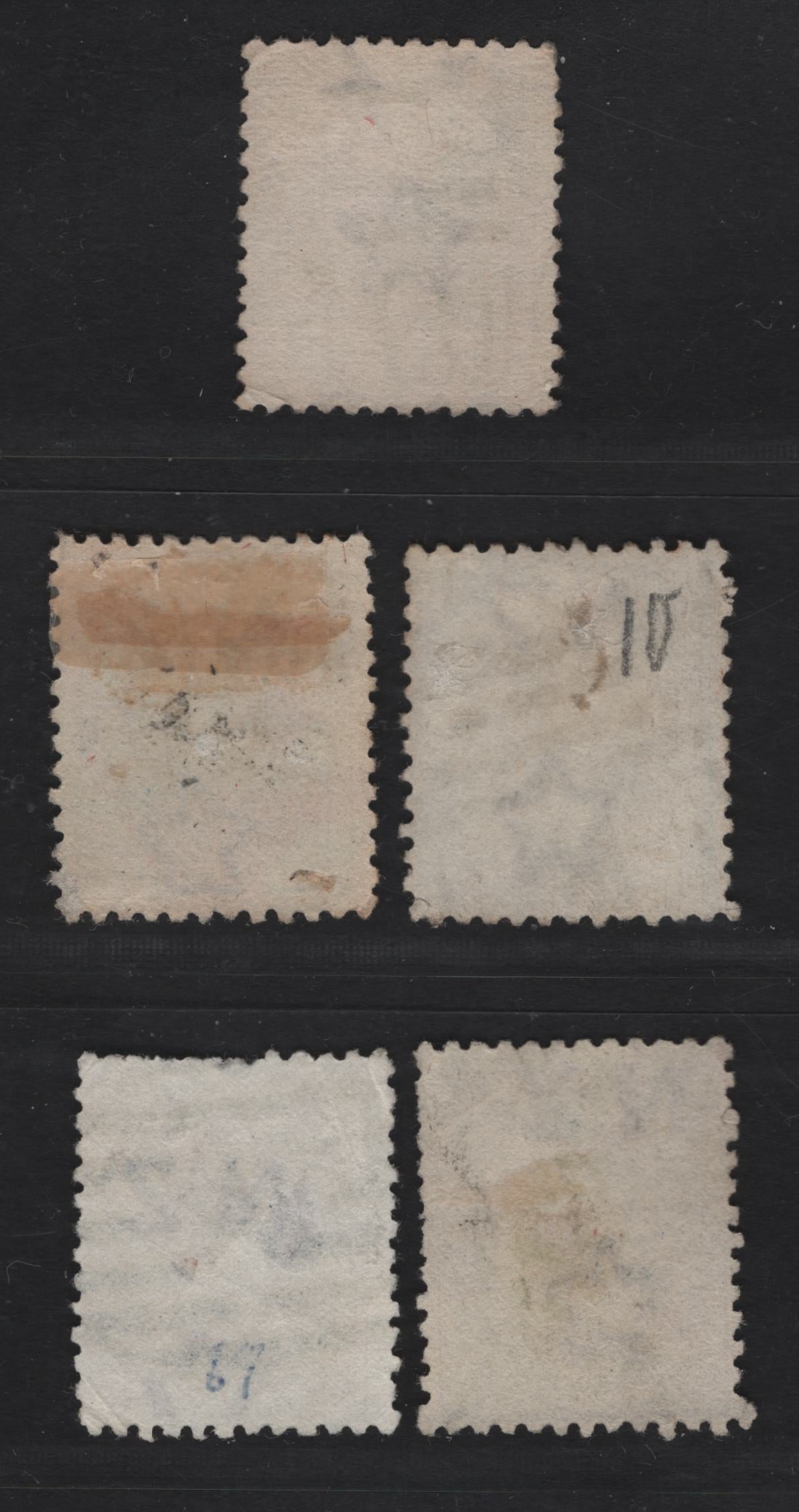 Lot 270 New Zealand (C) SG#187, 196, 199, 201, 203, 1882-1899 Second Sideface Issue, 5 Fair/Fine Used Singles, Clear Strikes Of Barred Letter Cancels Including A, M, B, N & RE