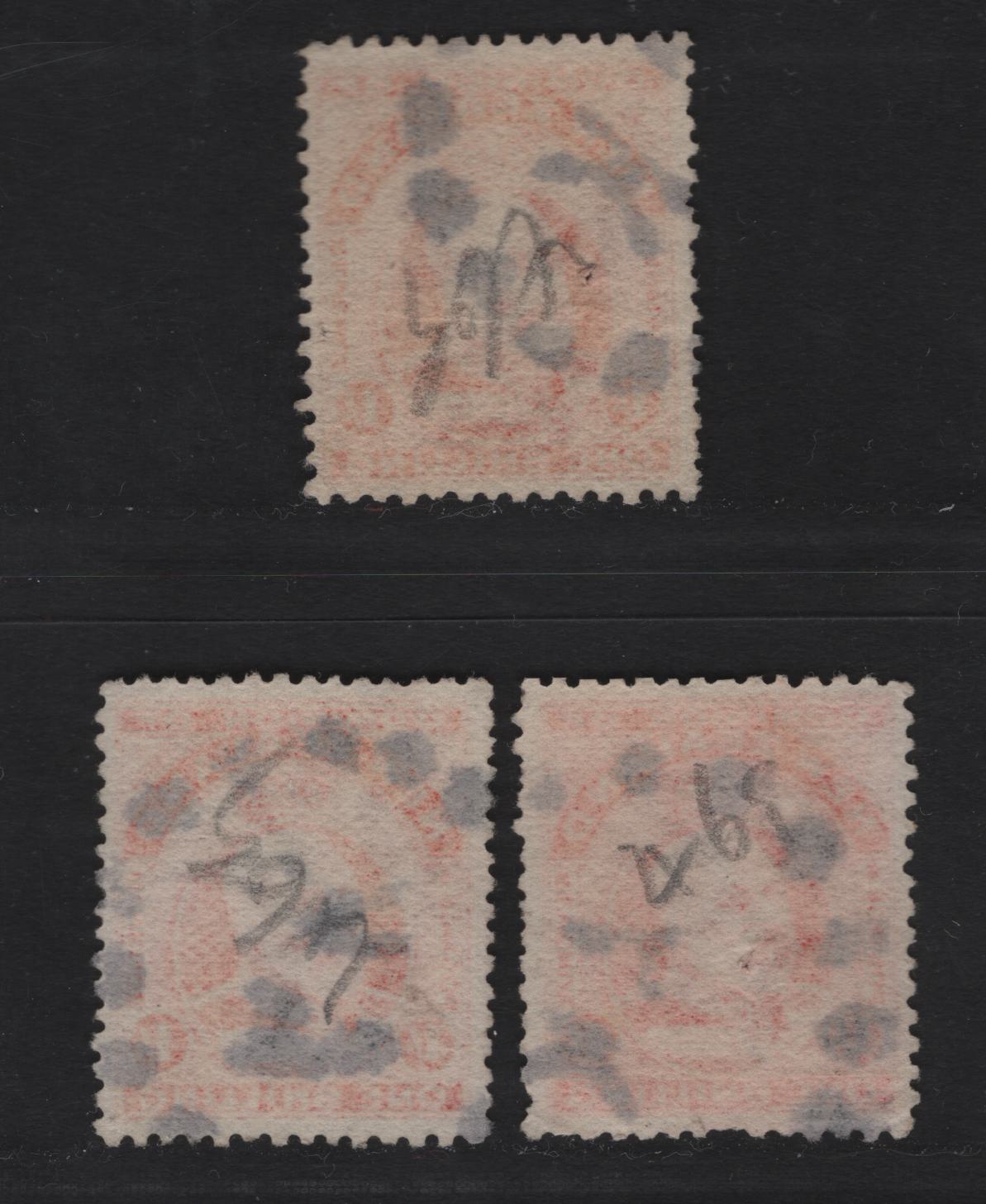 Lot 282 New Zealand (C) 1909-1916 King Edward VII Issue, 3 Fine/Very Fine Used Singles, Auckland Sunburst Cancels, Two Slightly Different Shades Of Vermillion On Comb Perf 14x14.5, Line Perf 14.