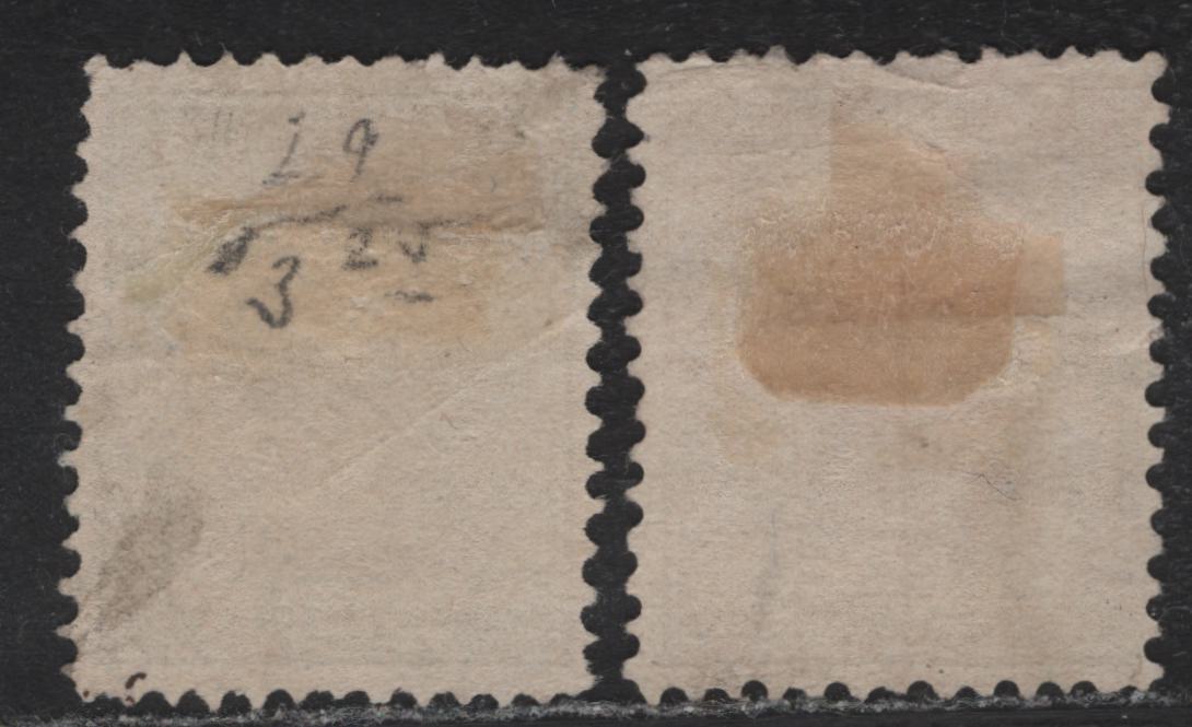 Lot 51 Netherlands SC#24, 29 7.5c - 22.5c Red Brown - Dark Green King William III, 1872-1888 King William III Keyplates Issue, 2 Very Good/Very Fine Used Singles, Perf 12.5x12, Heavy Diagonal Crease On 22.5c