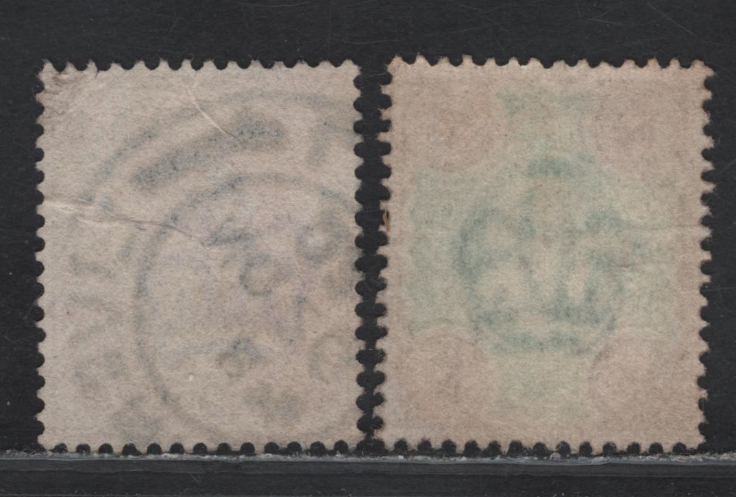 Lot 93 Great Britain (C) SG#246, 236 4d - 6d Green & Chocolate Brown - Slate Purple King Edward VII, 1902-1912 King Edward VII Keyplate Issue, 2 Very Fine Used Singles, De La Rue Printings With Cambridge & Liverpool Cancels
