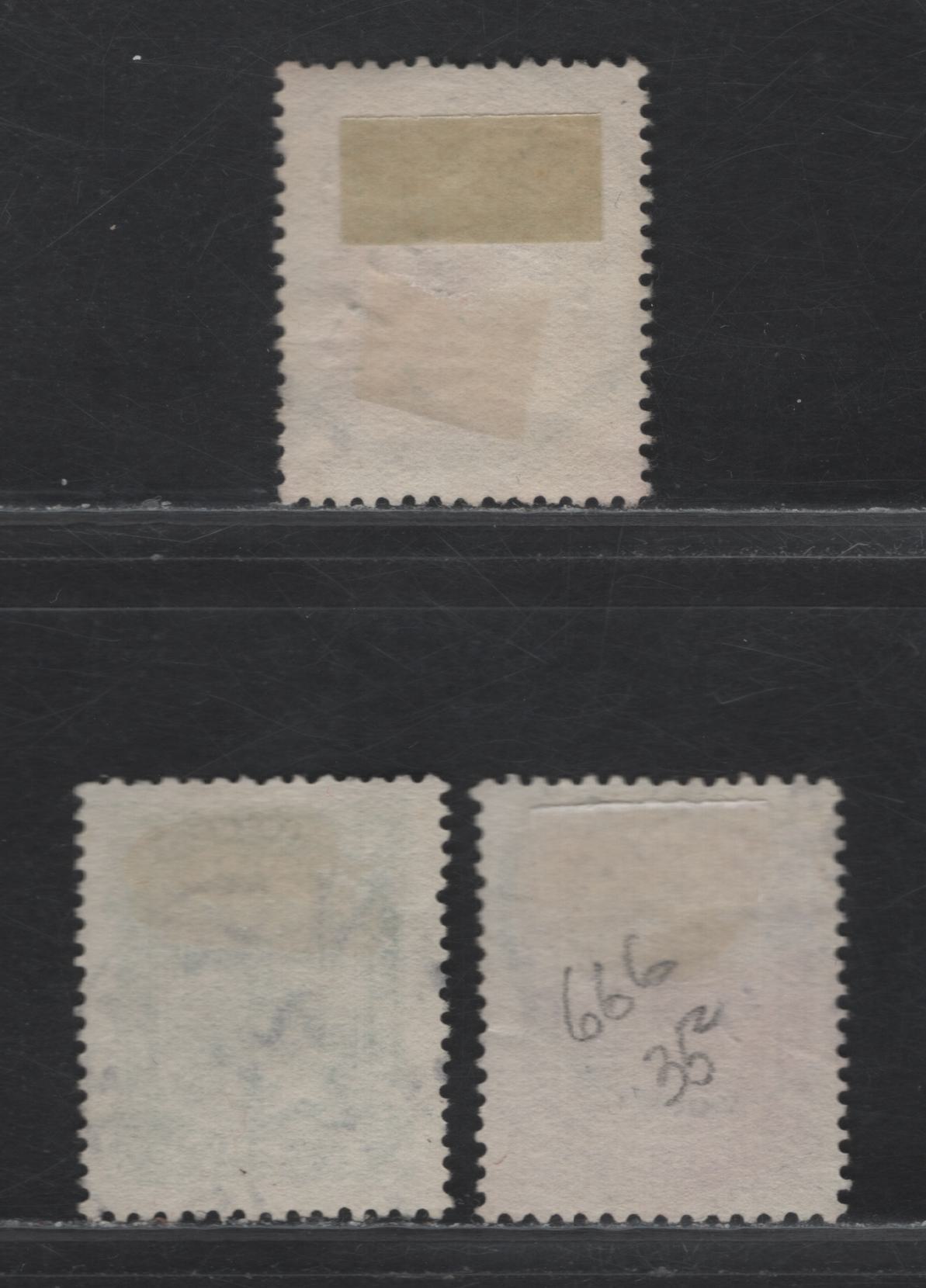 New Zealand (C) SG#L24, L28-L29 1/2d - 2d on 1/2d Green - Yellow Lighthouses, 1913-1920 Life Insurance Department Issue, 3 Very Fine Used Singles, Readable SON Cancels Including Nov 17 1918 Halcombe, Oct 5 1920 Pakurach & July 21 1922 Kawhia