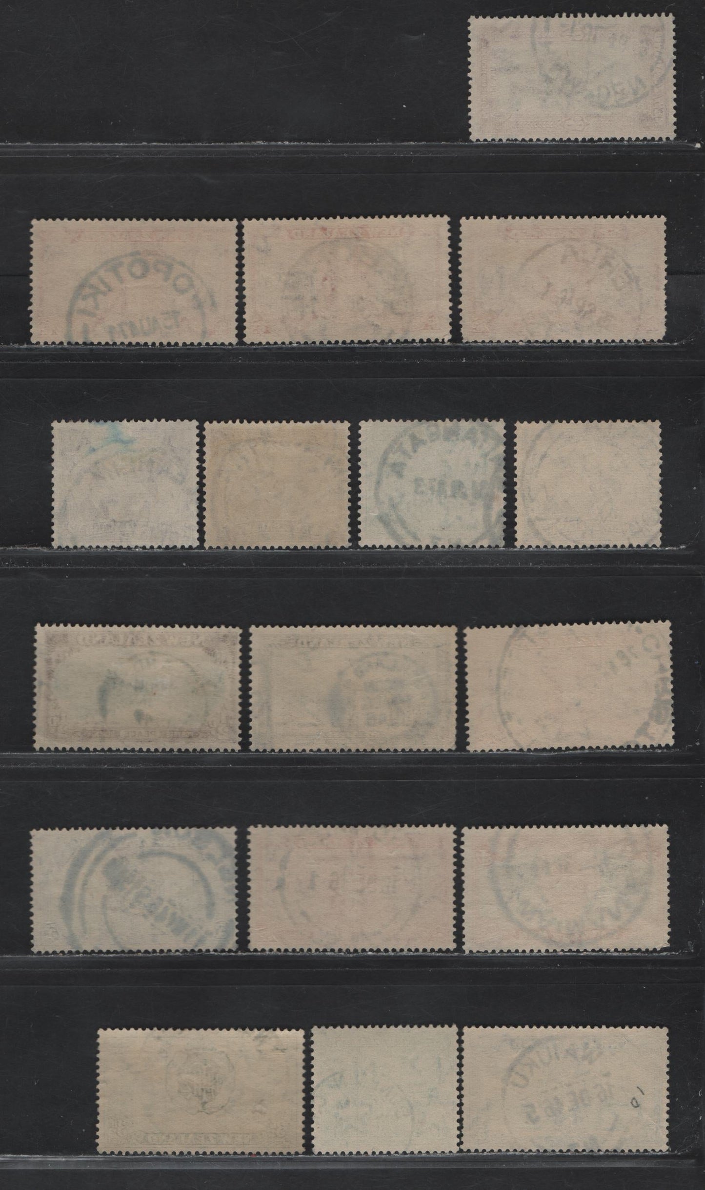 Lot 124 New Zealand (C) SG#667/676 1/2d - 9d Green & Brown - Blue & Black , 1946 Peace Issue, 17 Fine/Very Fine Used Singles, Readable Dated Town Cancels