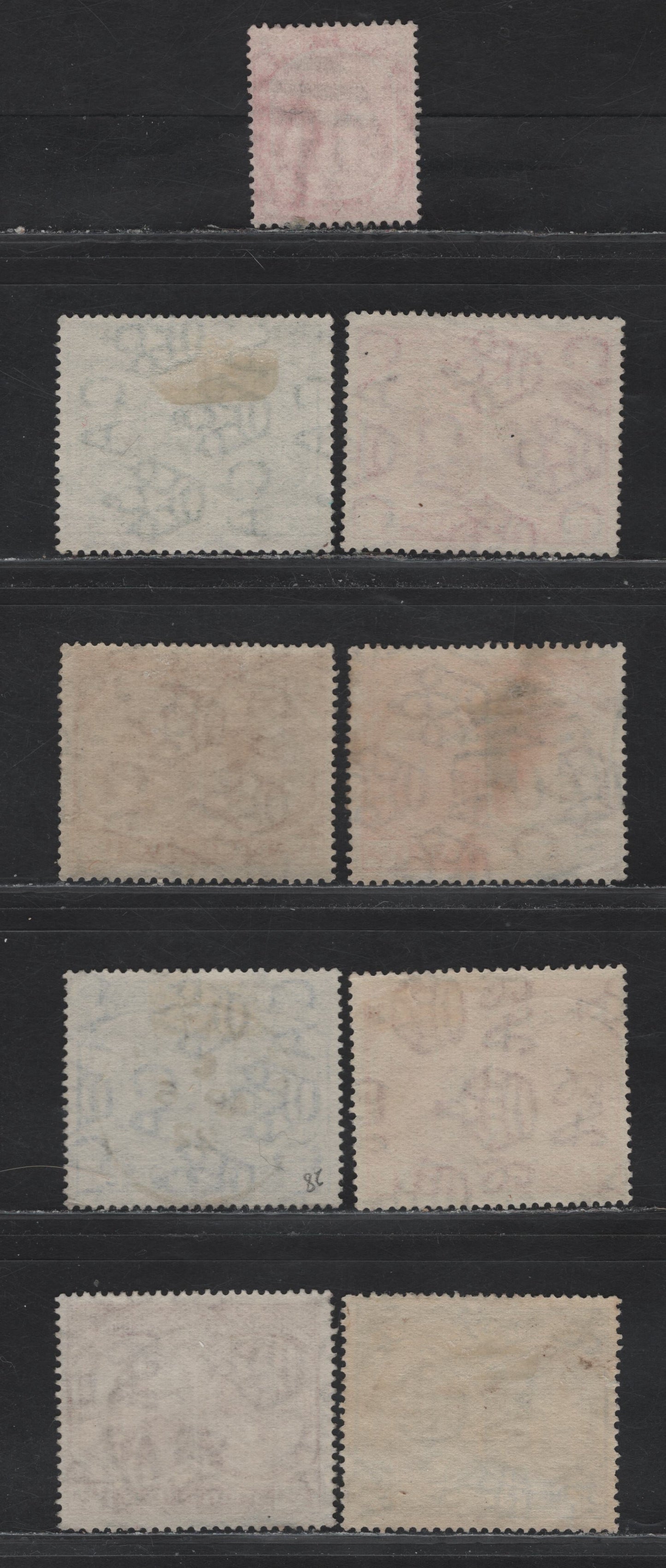 Lot 137 St Kitts & Nevis (C) SG#14a, 24-26, 28, 38, 40a, 44 , 1905-1929 Columbo & Medicianl Spring - King George V Issues, 9 Fine/Very Fine Used Singles, SON St Kitts, Nevis & AO9, A12 Barred Numeral Cancels For Nevis & St Kitts