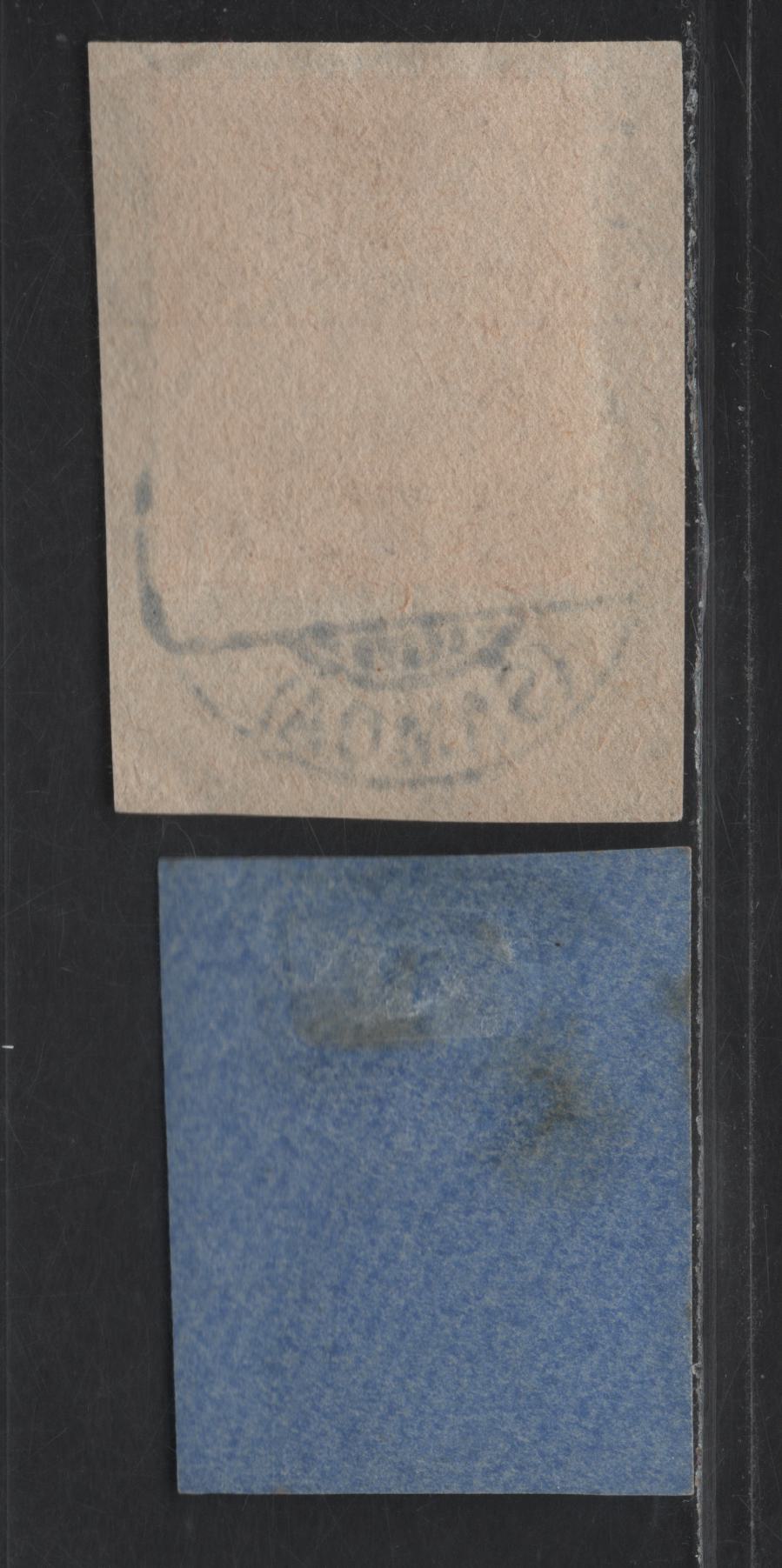 Lot 151 Samoa (C) SG#101, 104 1/2d on 3pf - 2.5d on 20pf Brown - Ultramarine Kaiser Yacht, 1914 Overprinted Kaiser Yacht Issue, 2 Very Fine Used Singles, Tied To Small Pices, SON Sept 9 1914 Apia Cancels