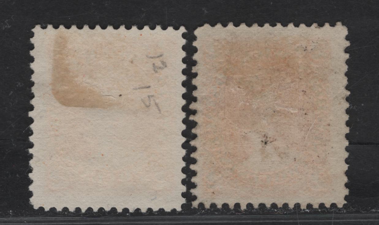 Lot 208 New Brunswick (C) #7c 2c Yellow Orange Queen Victoria, 1860 Cents Issue, 2 Fine Unused Single, Cents-E Paper, Perf 11.75 & 12x11.75