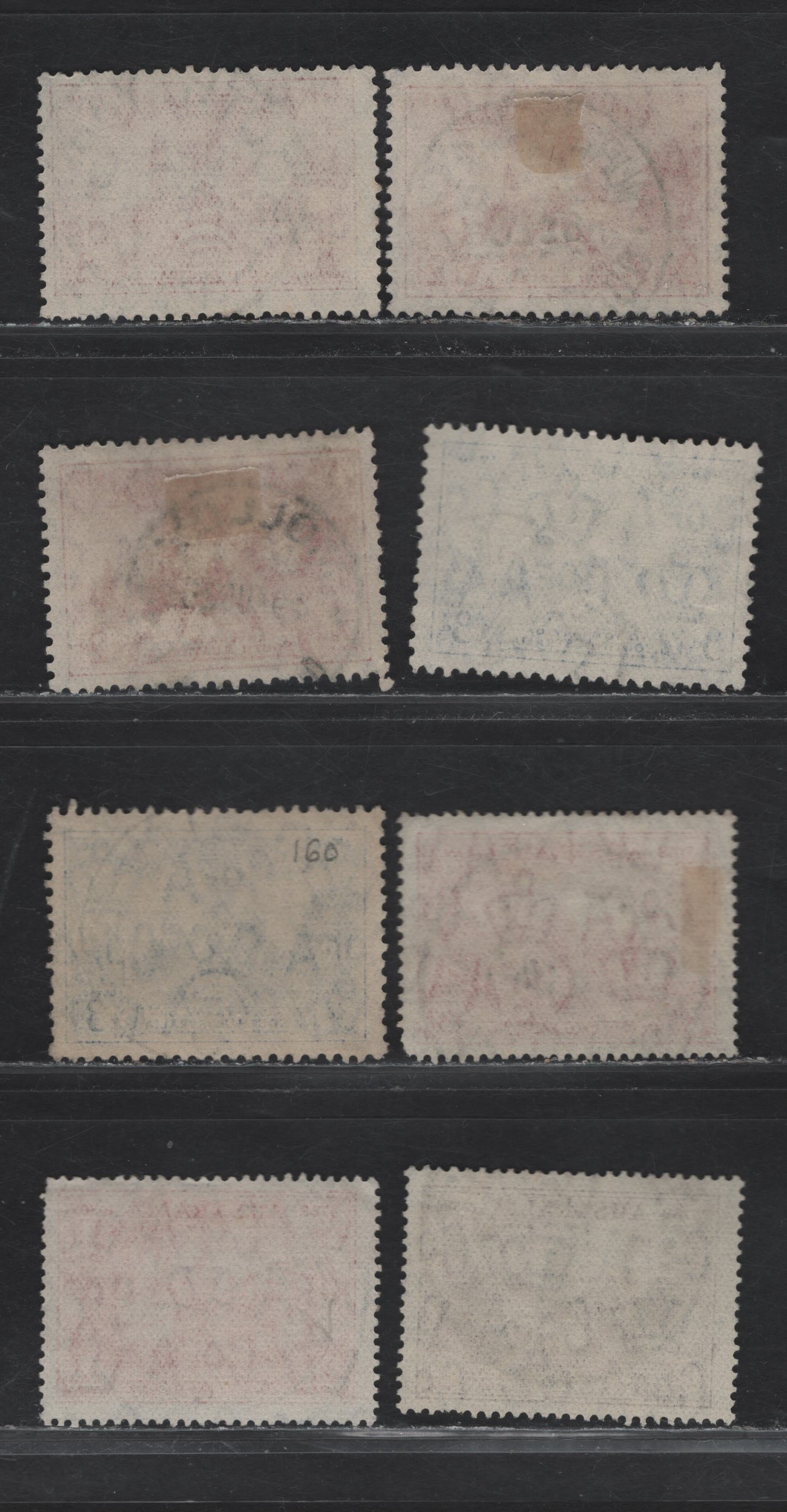 Lot 25 Australia (C) SG#161-162, 193, 195 2d - 9d Carmine - Purple Centenary of South Australia (C) - 150th Anniv of NSW, 1936 Centenary of South Australia (C) - 150th Anniv of NSW Issues, 8 Fine/Very Fine Used Singles, SON Town Cancels