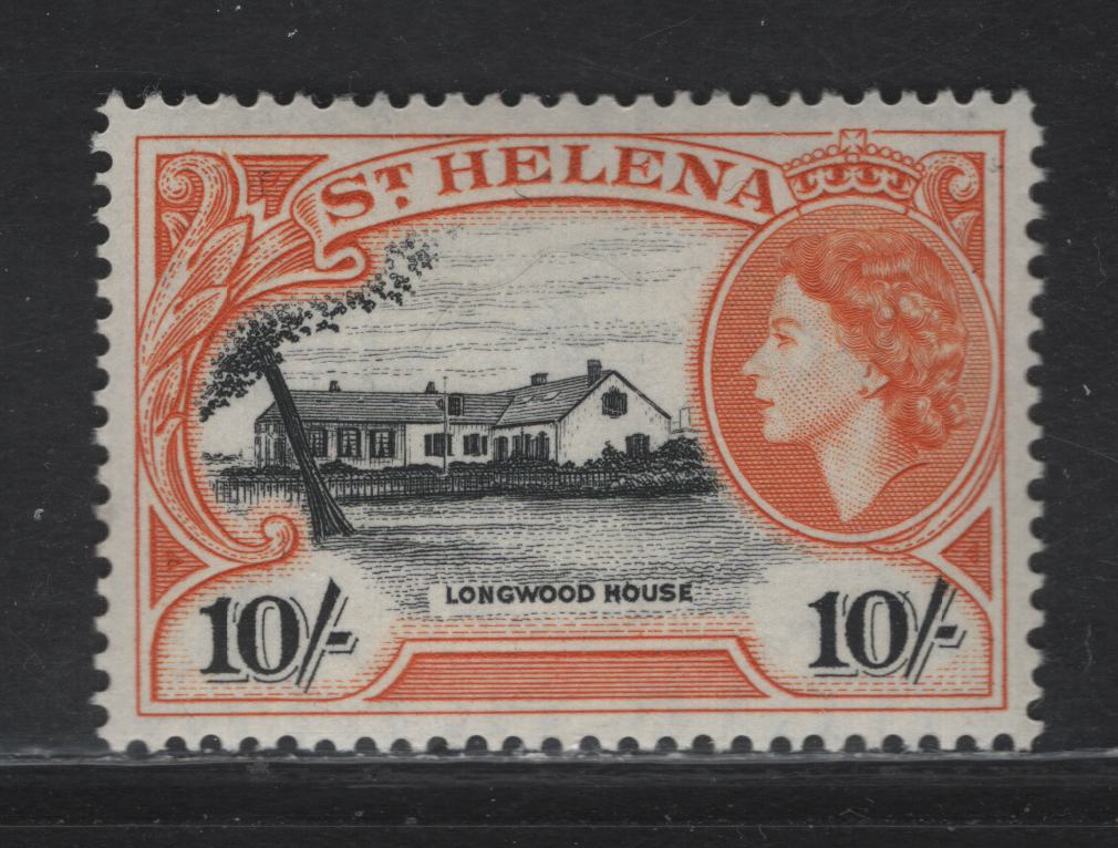 Lot 369 St. Helena (C) SG#165 10/- Black & Yellow Orange Longwood House, 1953-1959 Pictorial Definitives, A VFNH Single