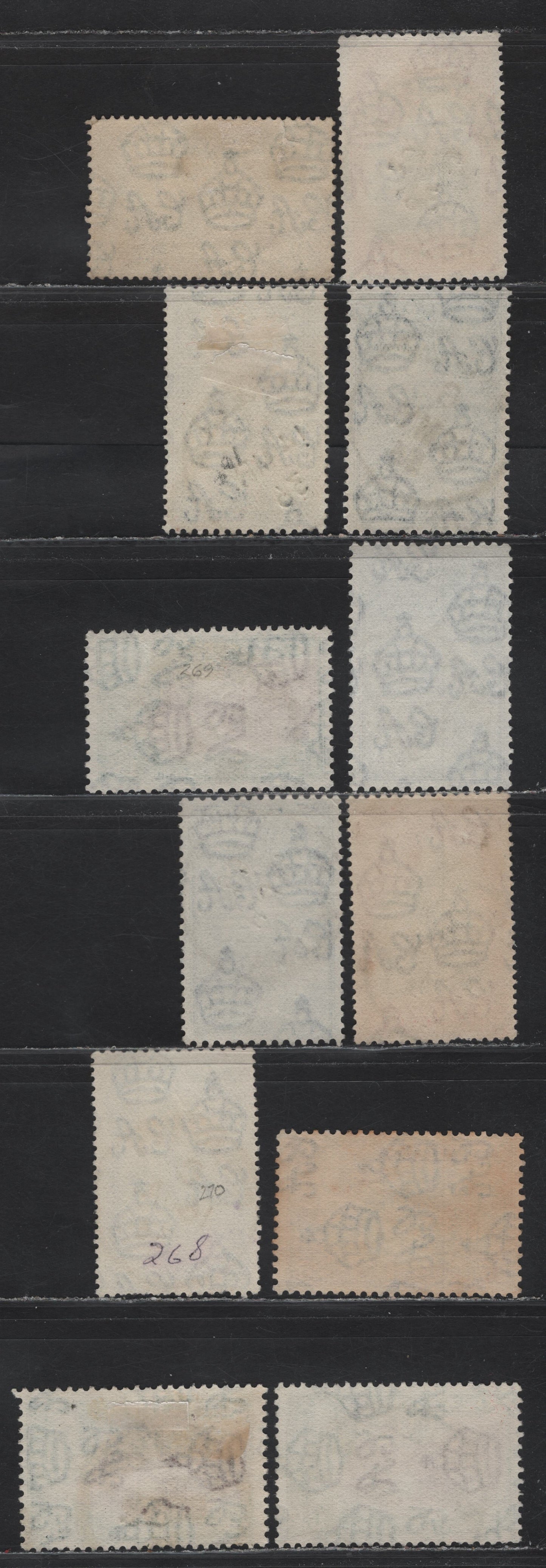 Lot 44 Ceylon (C) SG#368-670, 373-375 2c - 25c Black & Carmine - Deep Blue & Chocolate King George V, 1935-1936 KGV Pictorial Issue, 12 Fine/Very Fine Used Singles, SON Smaller Town Cancels