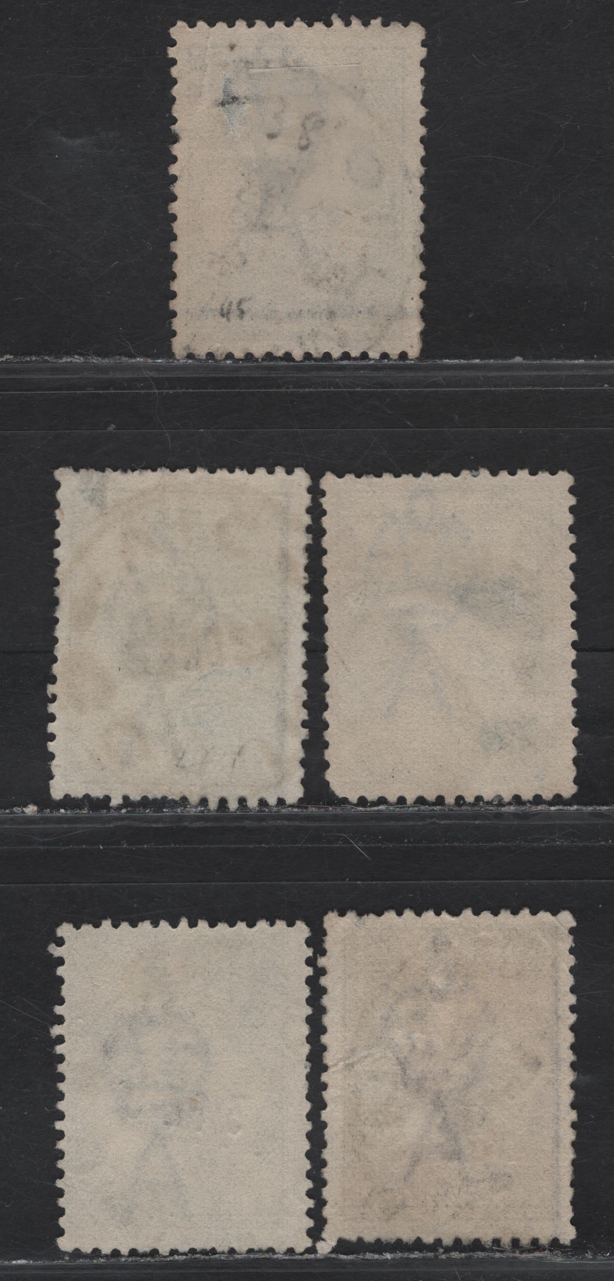 Lot 6 Australia (C) SG#35, 37d, 38-39 2d - 9d Gray - Violet Kangaroo & Map, 1915-1927 Kangaroo & Map Issue, 5 Very Good/Fine Used Singles, 3rd Wmk, SON Cancels, All Die 2.