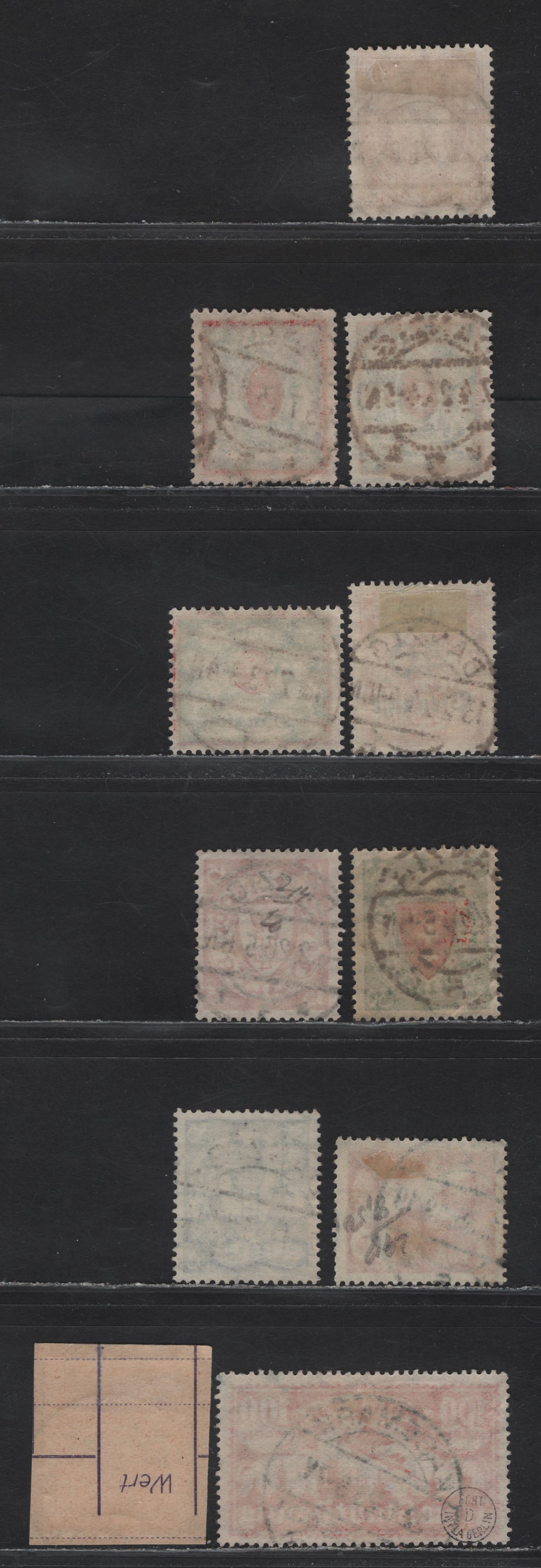 Lot 141 Danzig SC#52, 106, 118, 161, 176a, 183a, 181, C36, O26, C19 40pf - 10m Carmine Rose - Orange Hanseatu Ship - Overprints, 1921-1922 Hanseatu Ship - Official Overprinted Issues, 11 Fine/Very Fine Used Singles, SON Town Cancels
