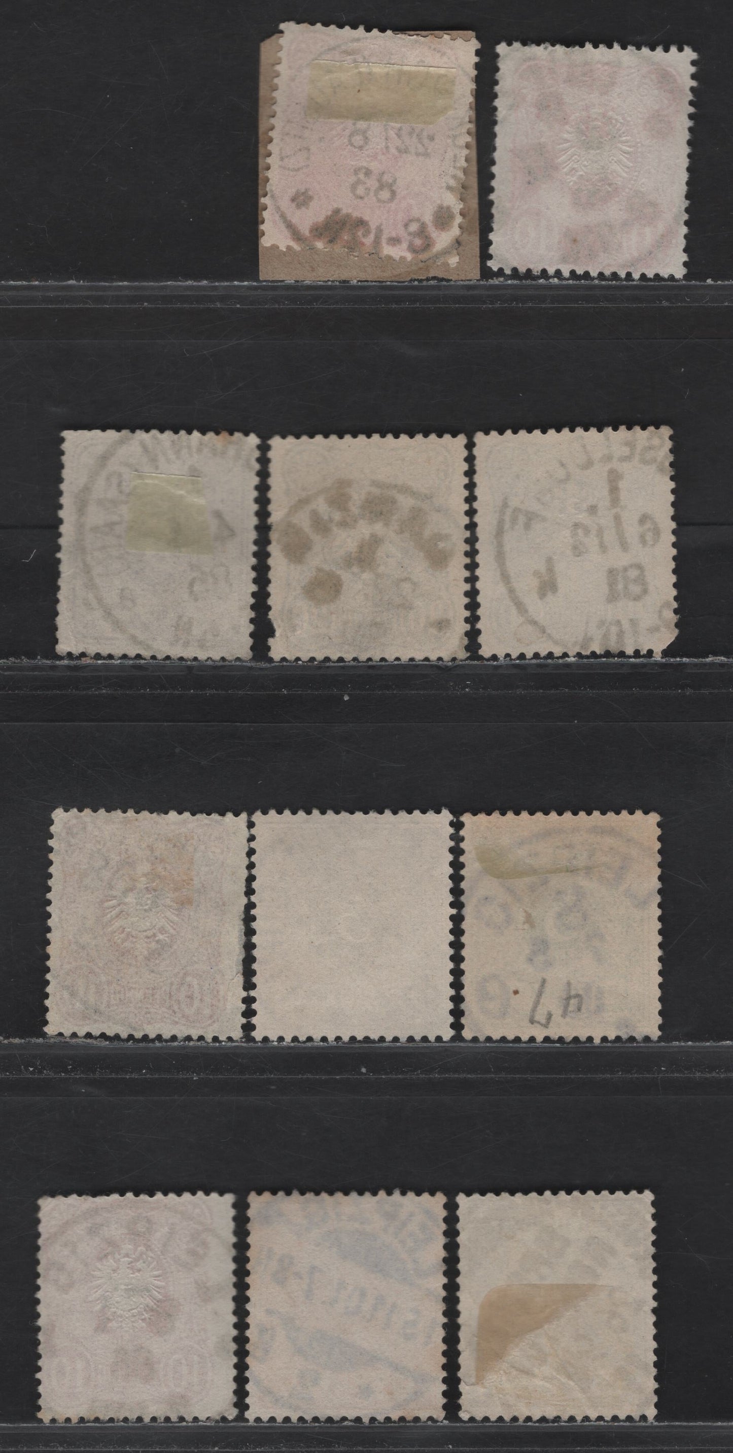 Lot 159 Germany SC#39/50 3pf-25pf 1880-1900 Embossed Eagle Issue Without Final E In Pfennige & Typographed Numeral & Arms Issue, 12 Fine & VF Singles All With SON CDS Town Cancels, Including German-America Steamship Cancel on 20pf